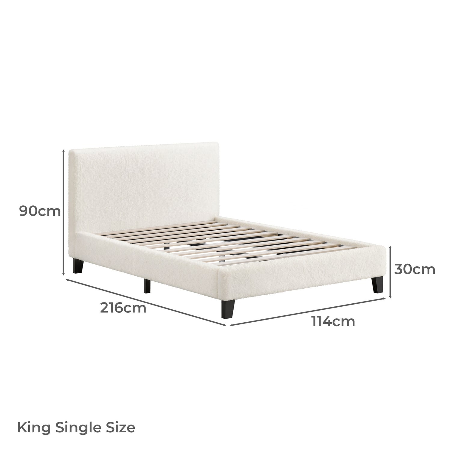 White Kiana Boucle Bed