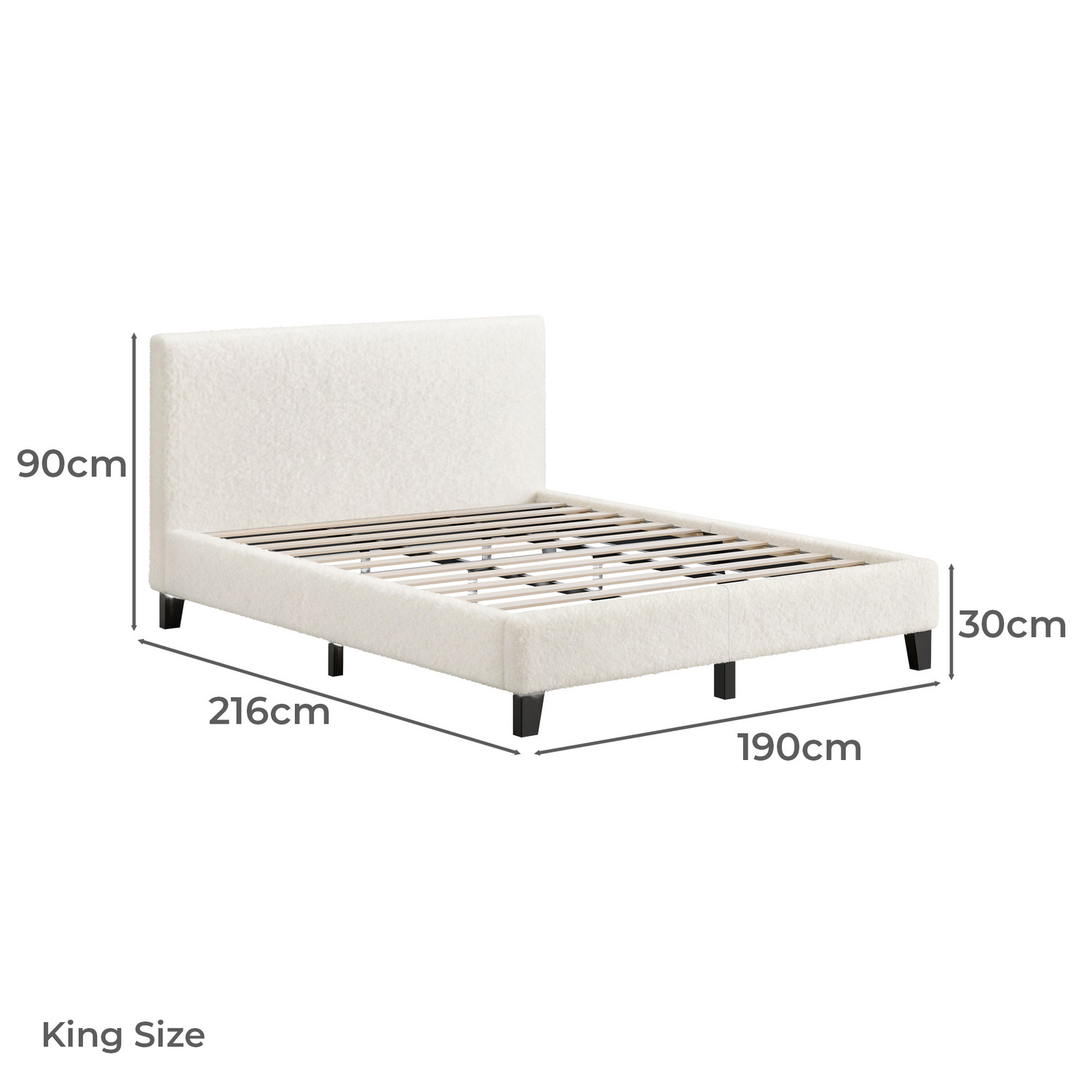 White Kiana Boucle Bed
