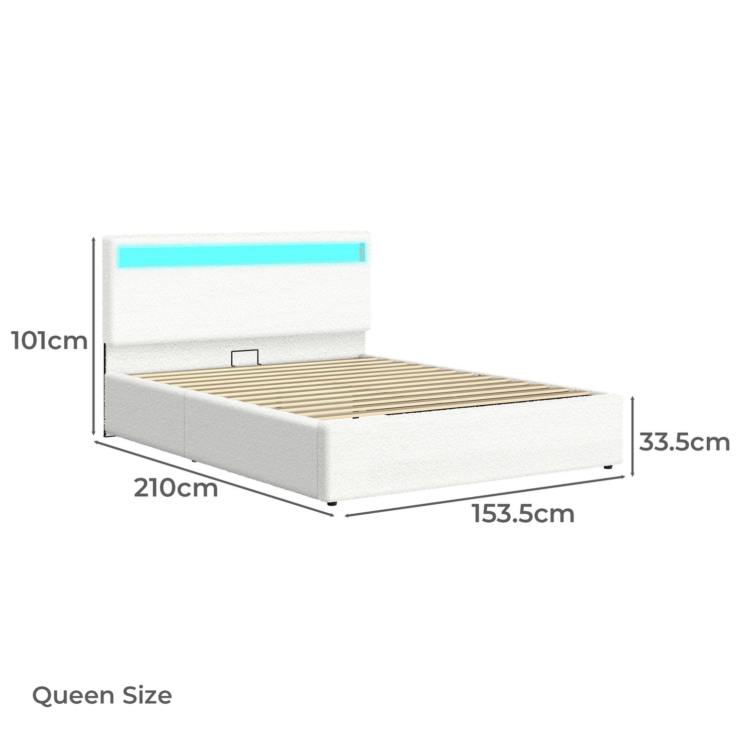 Caledon Boucle Gas Lift Storage Bed with LED