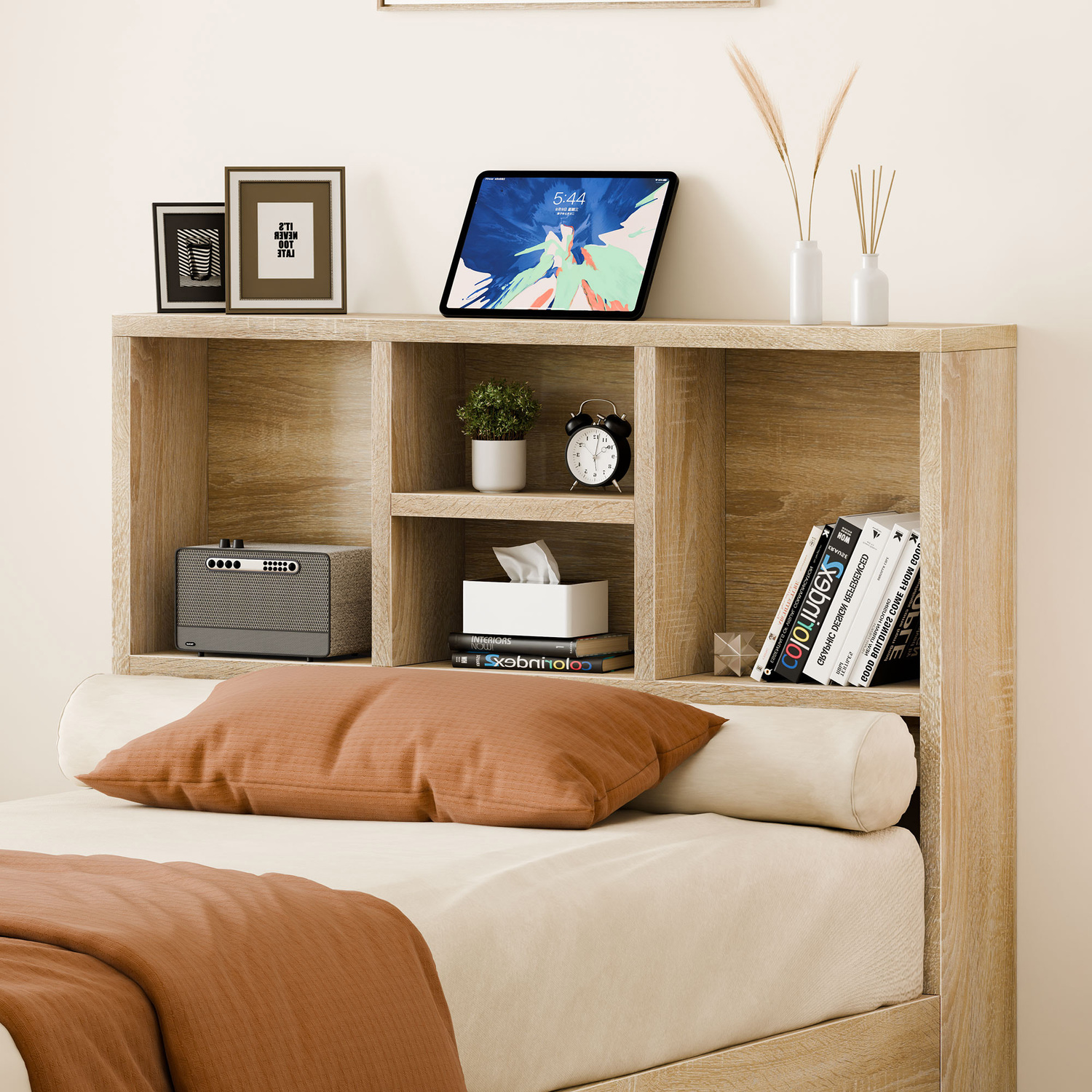 Tommy-Platform-Bed-with-Bookcase-Headboard