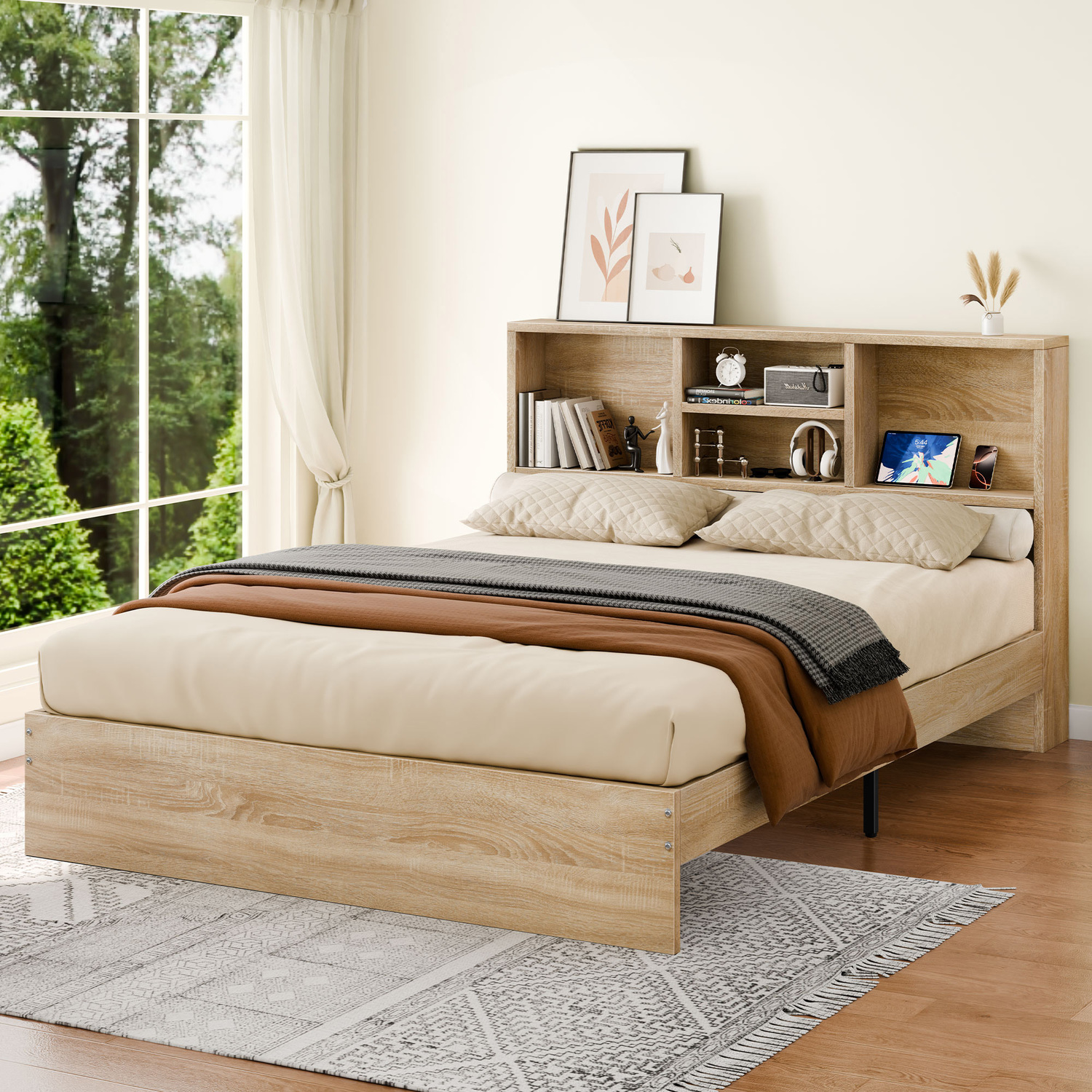 Tommy-Platform-Bed-with-Bookcase-Headboard