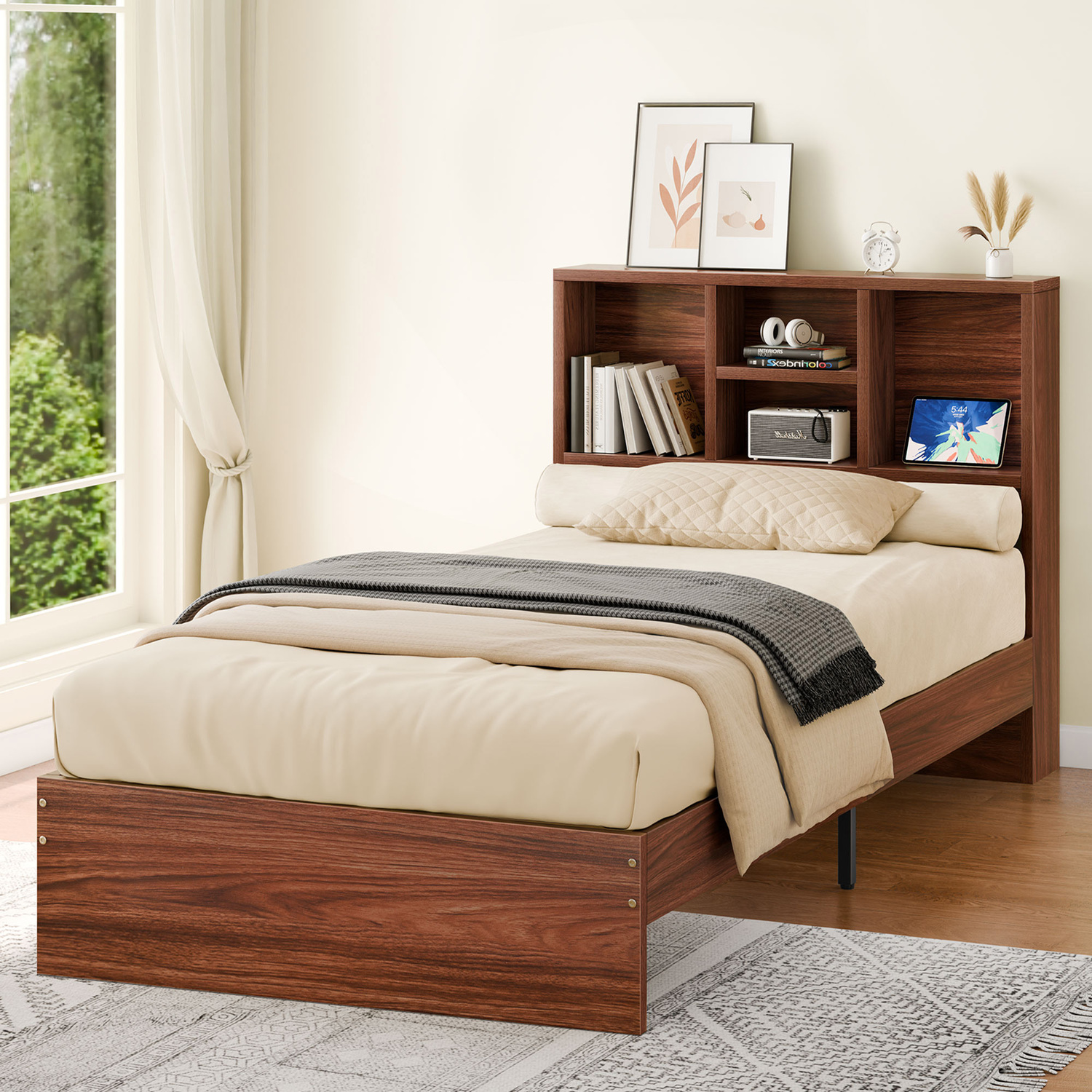 Tommy-Platform-Bed-with-Bookcase-Headboard