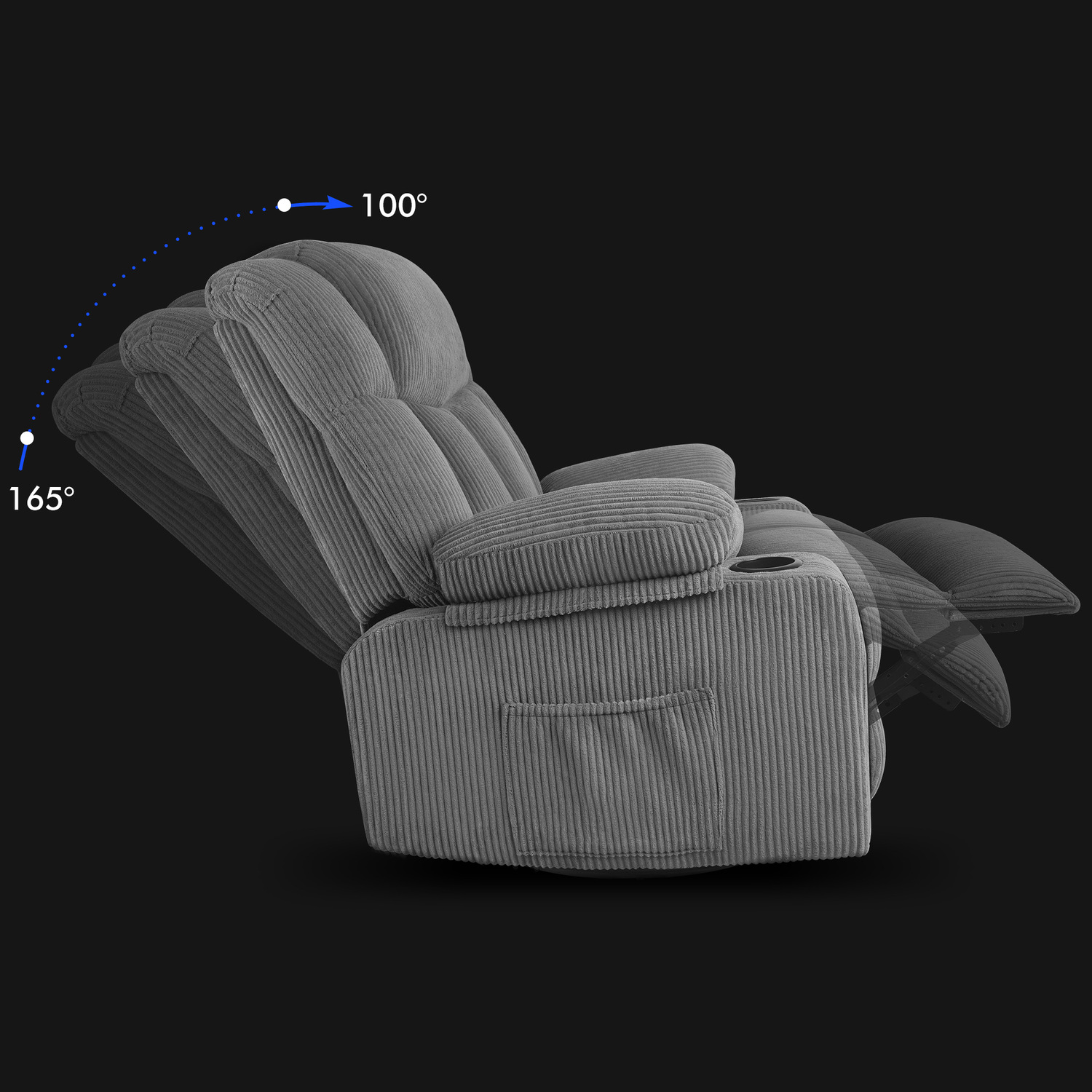 Hannah Corduroy Heated Massage Swivel Recliner Chair