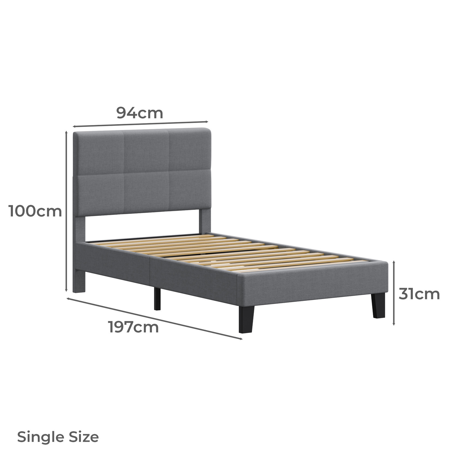 Grey Cassandra Upholstered Bed