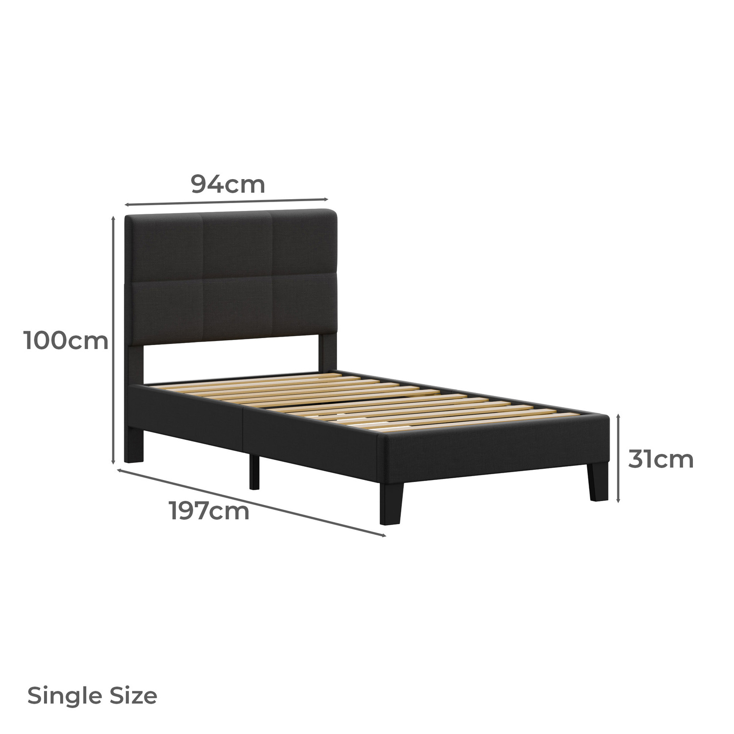 Black Cassandra Upholstered Bed