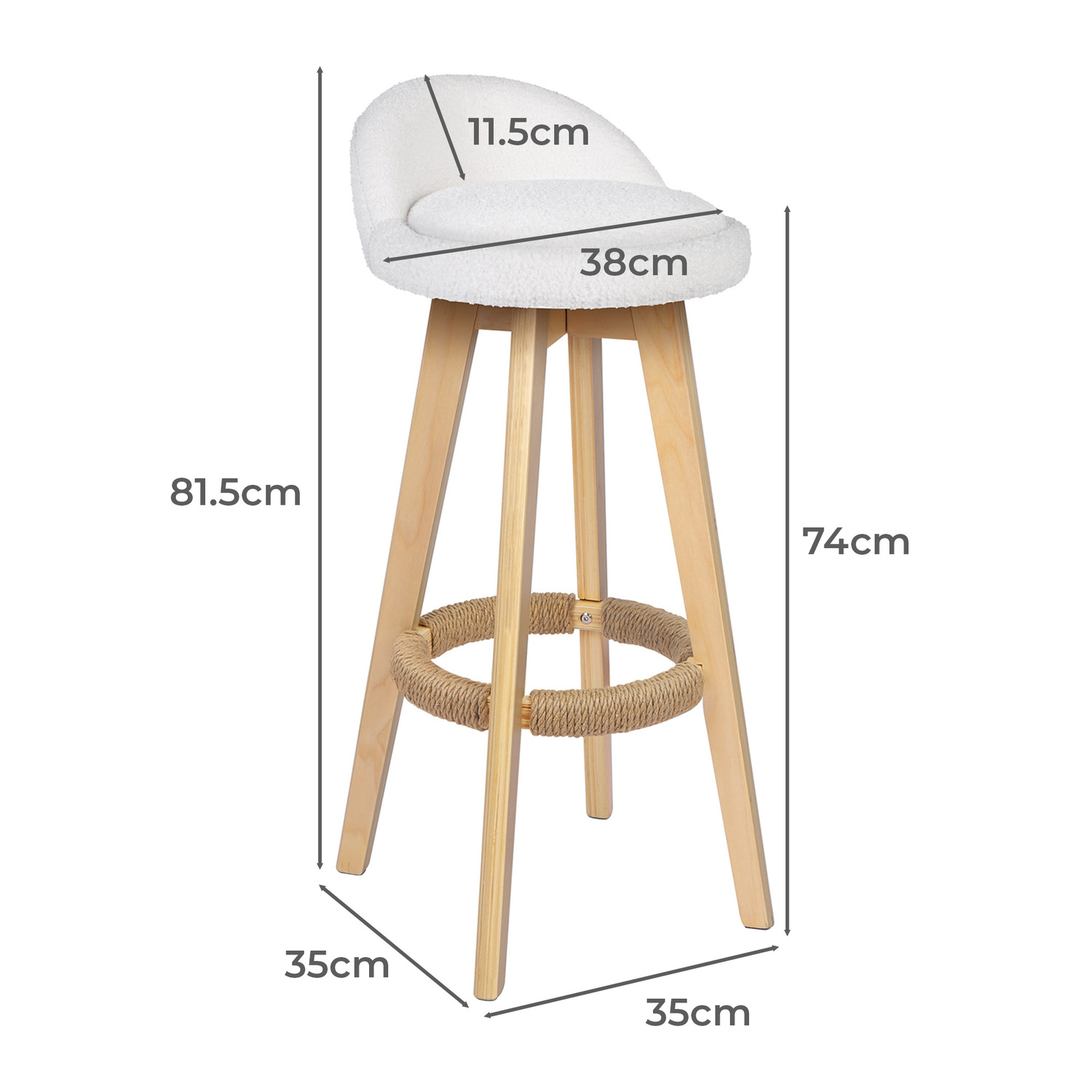 74cm Sofie Boucle Swivel Bar Stools