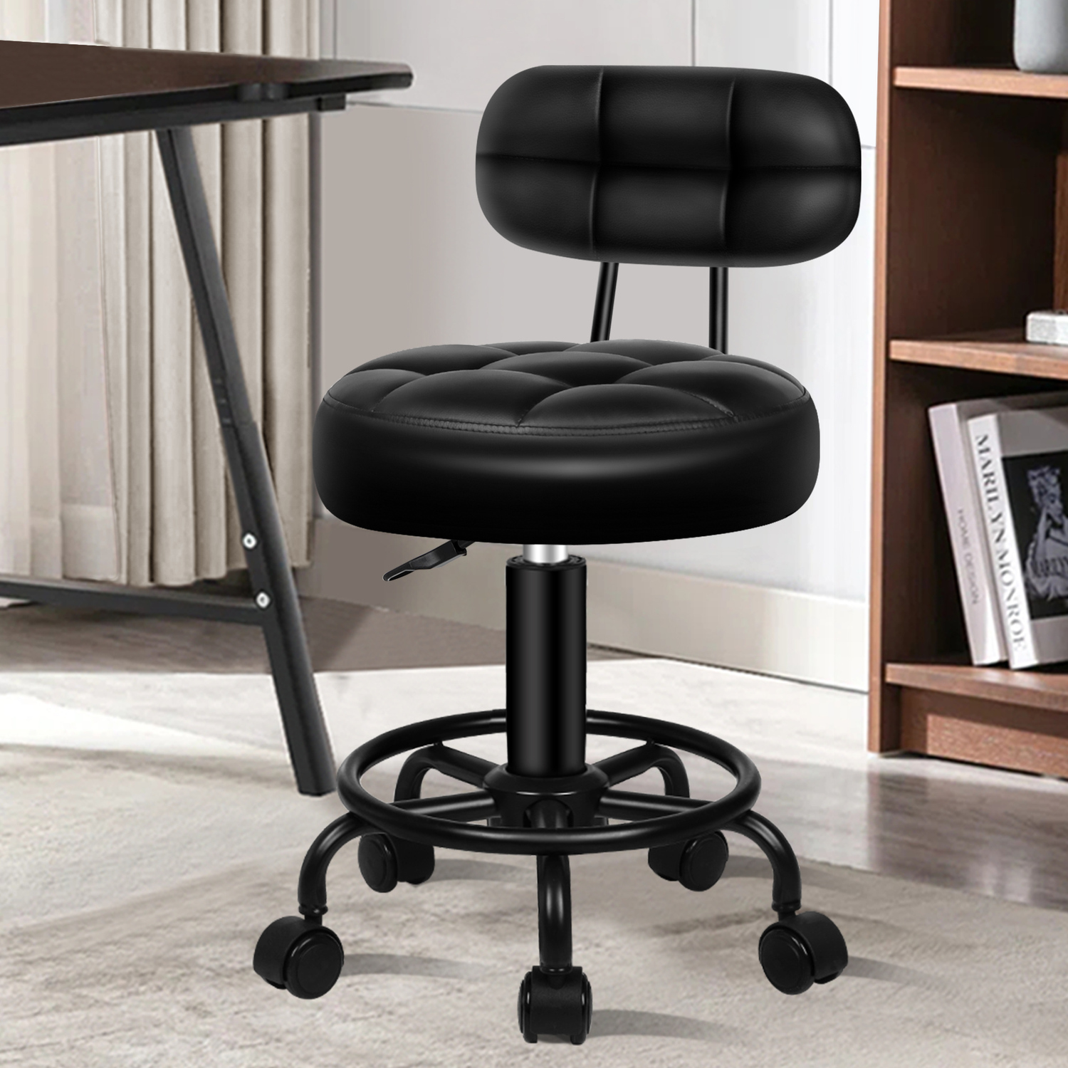 Lora Faux Leather Salon Stool
