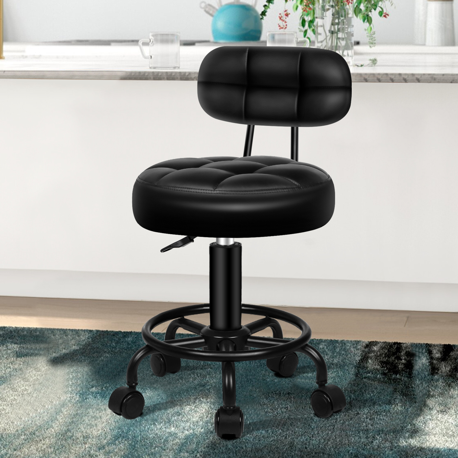 Lora Faux Leather Salon Stool