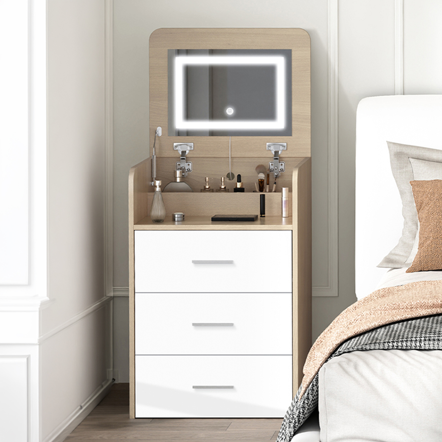 ALFORDSON Dressing Table Stool Set 2-In-1 Makeup Mirror Vanity Desk