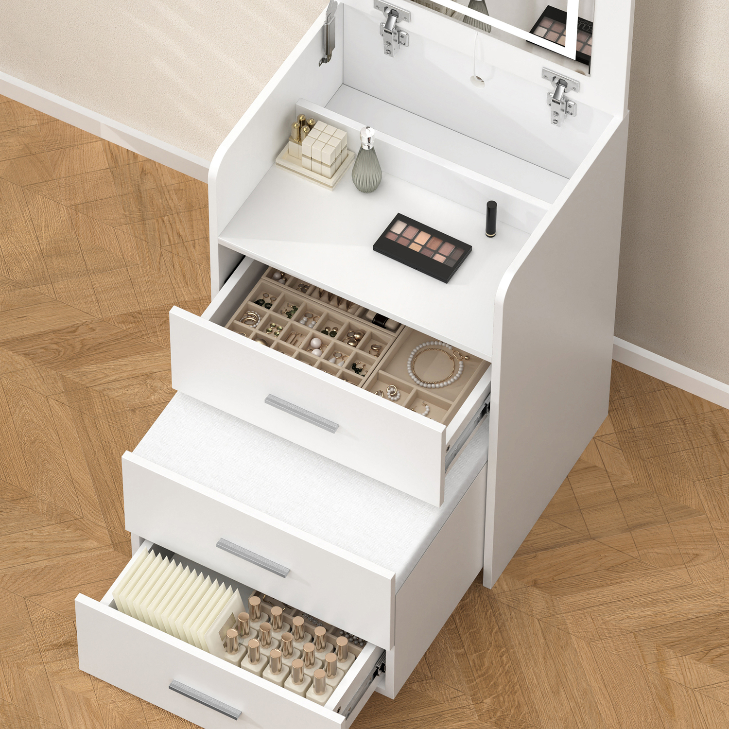 ALFORDSON Dressing Table Stool Set 2-In-1 Makeup Mirror Vanity Desk