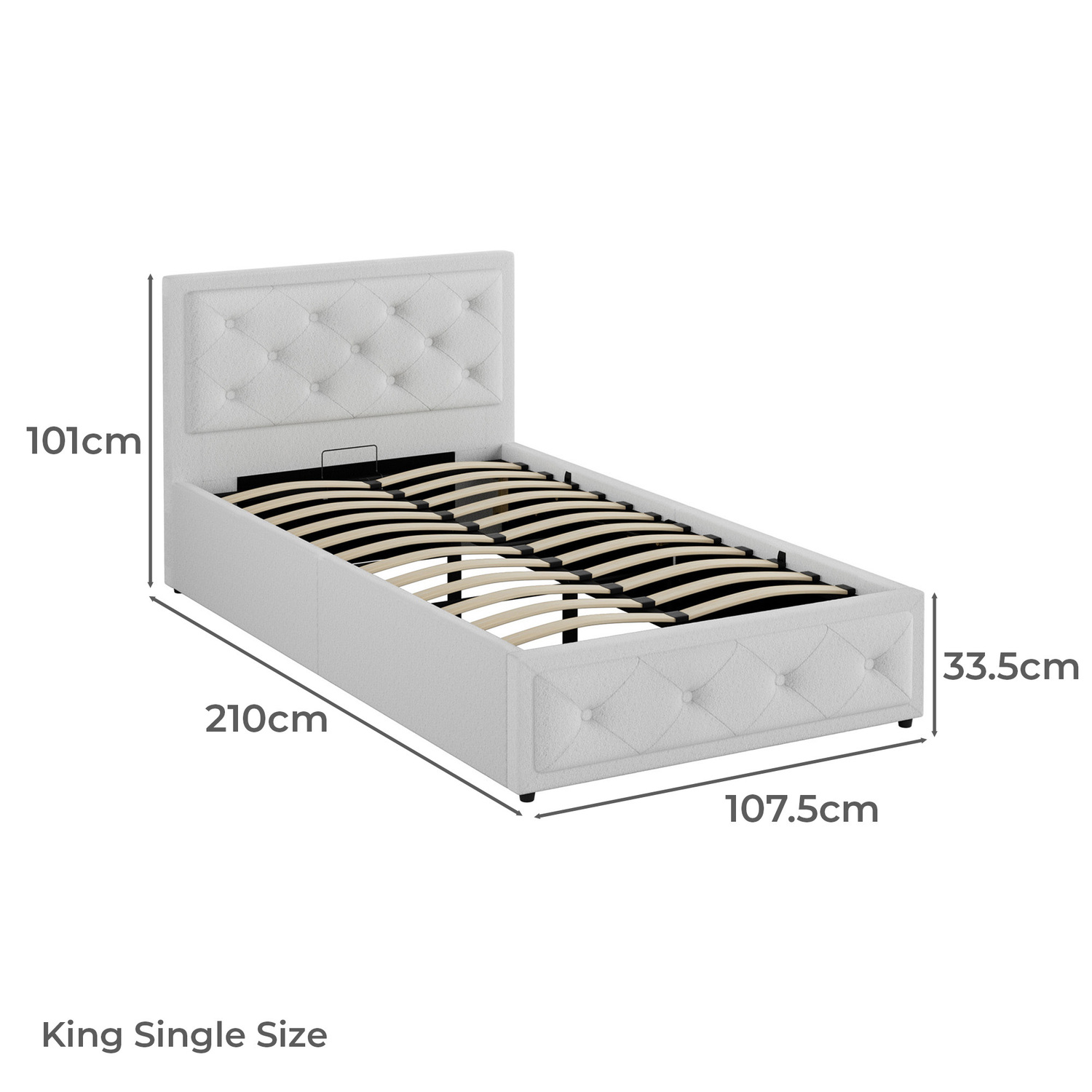 White Hoyce Boucle Gas Lift Bed