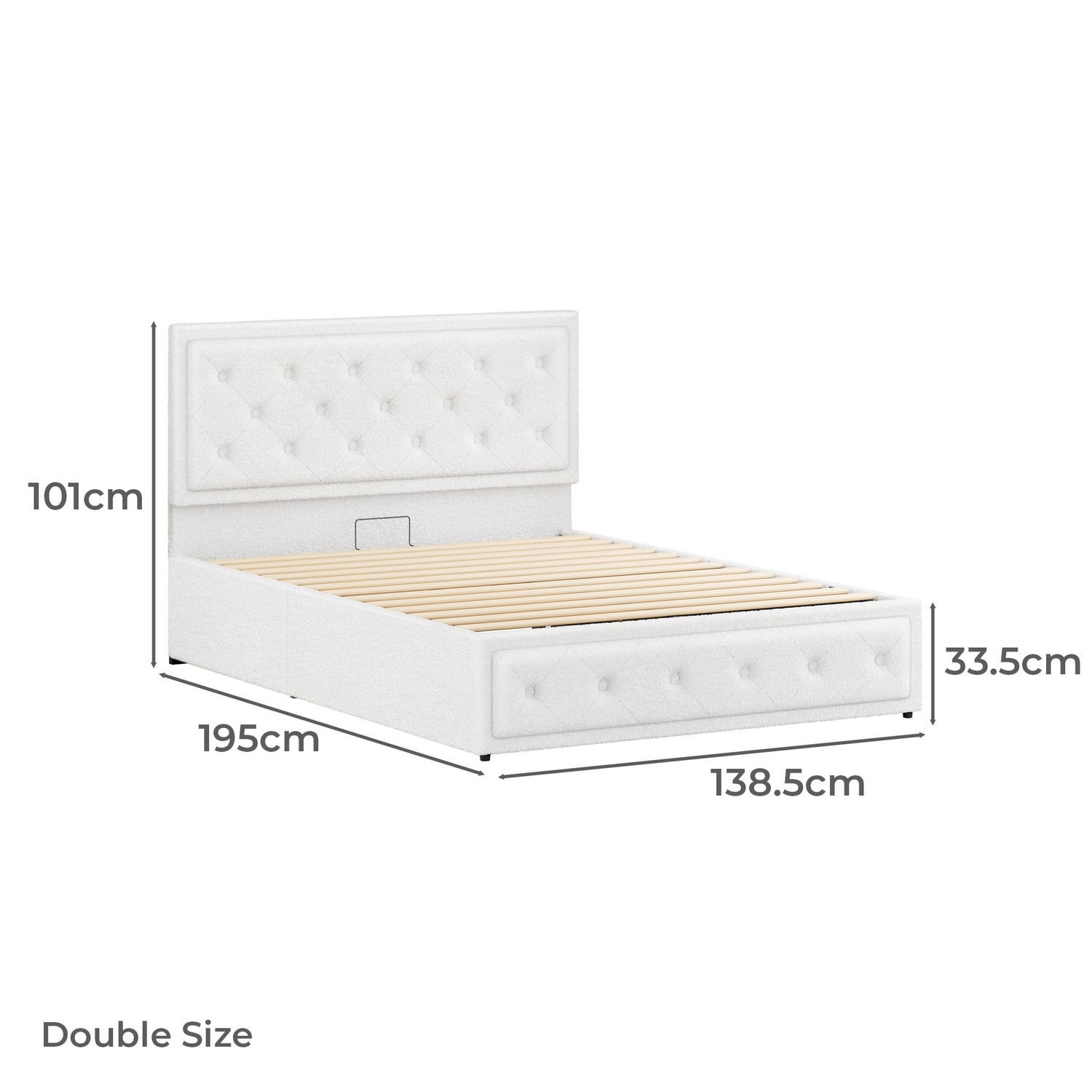 White Hoyce Boucle Gas Lift Bed