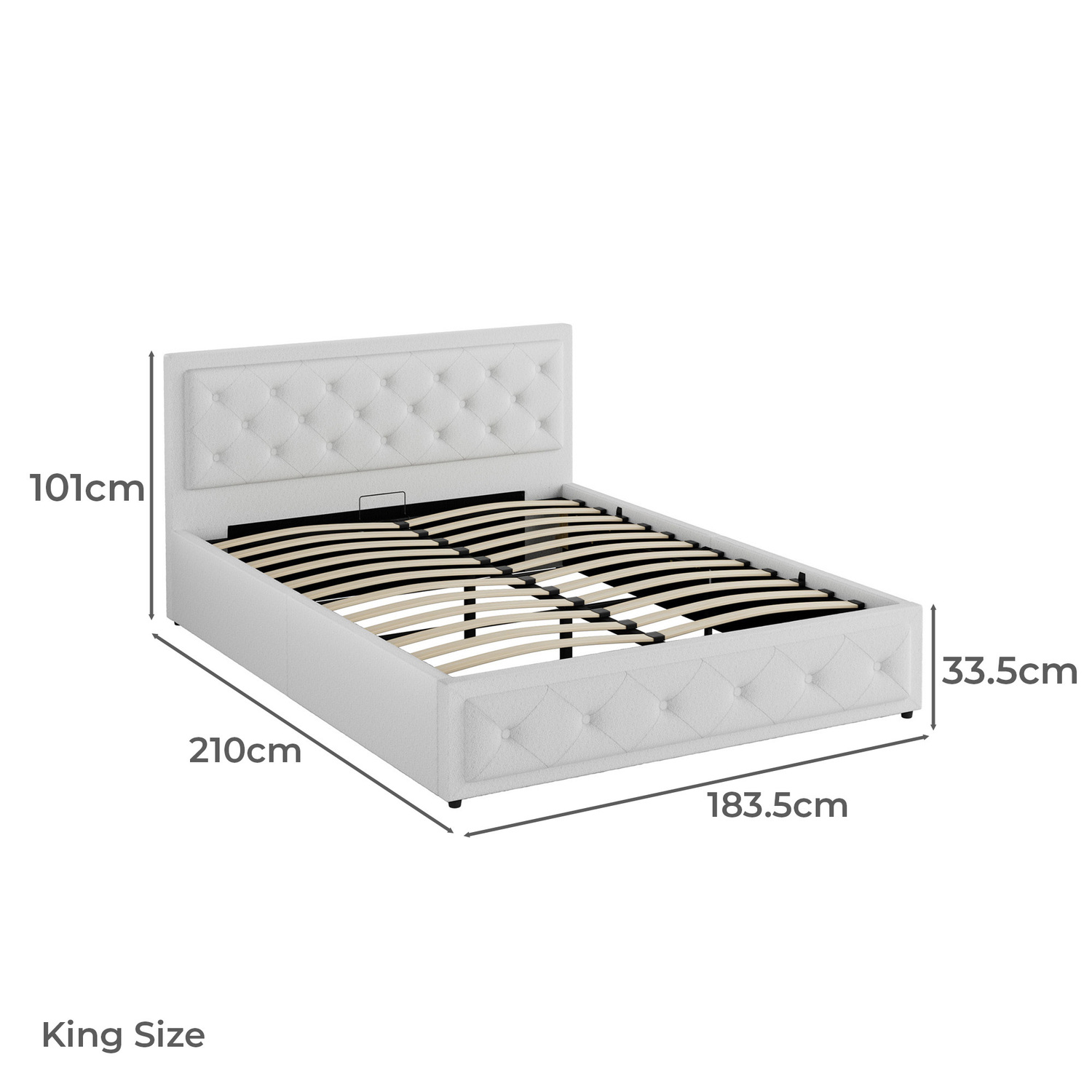 White Hoyce Boucle Gas Lift Bed