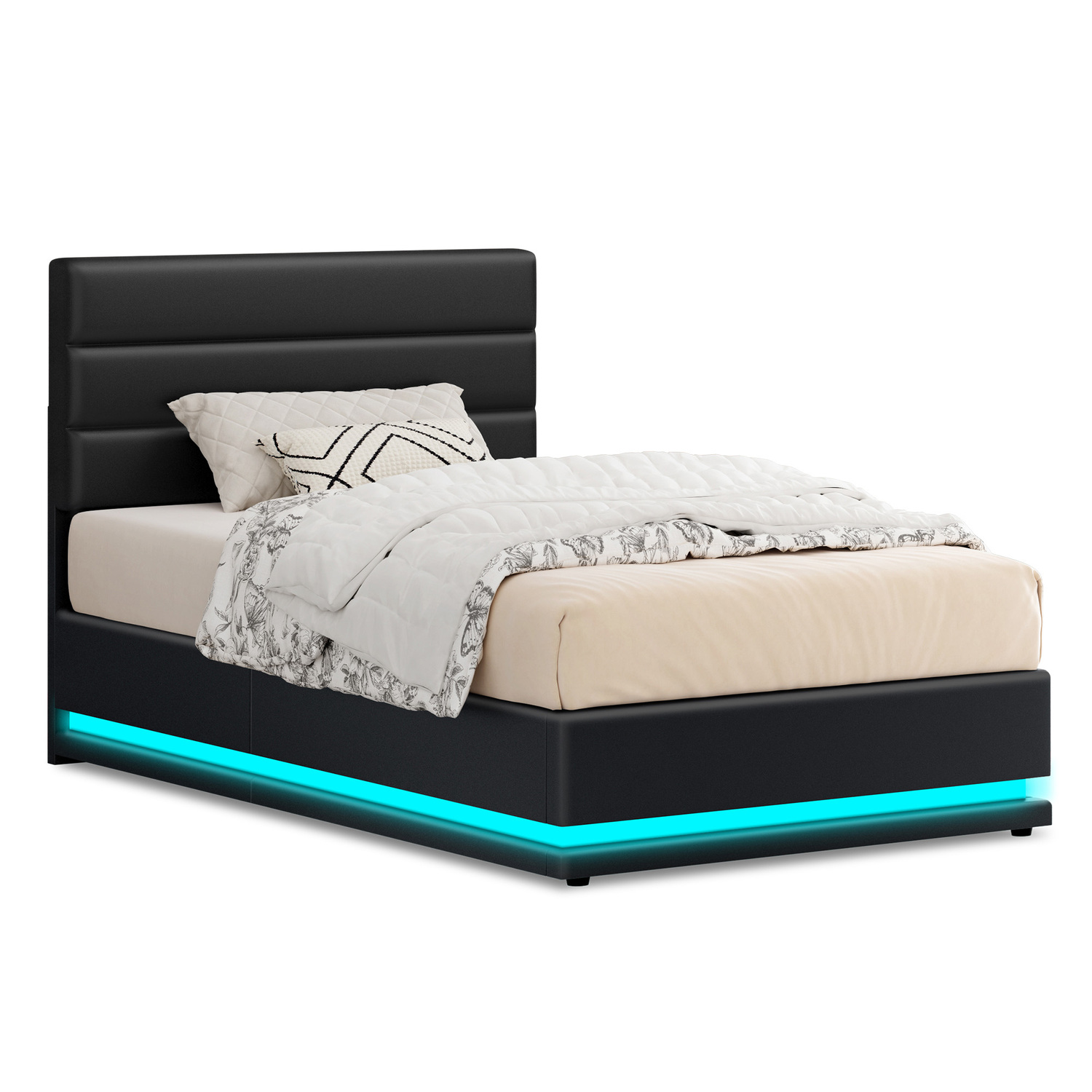 Black-Alpine-PU-Leather-Gas-Lift-Storage-Bed-with-LED