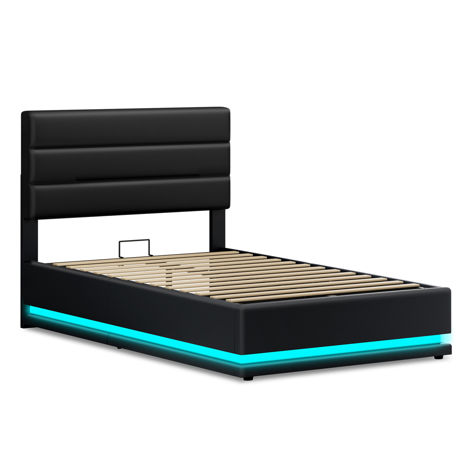 Black-Alpine-PU-Leather-Gas-Lift-Storage-Bed-with-LED