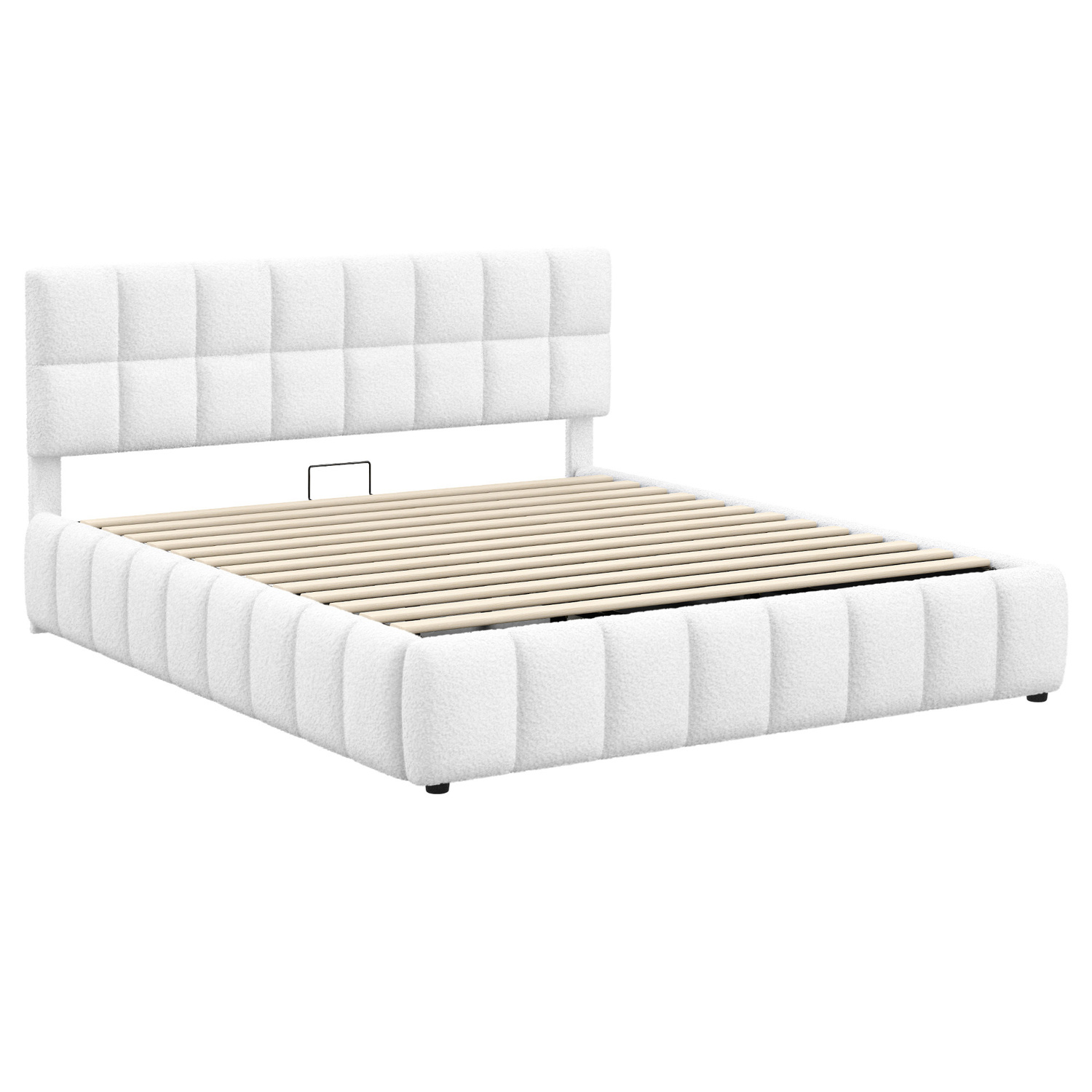 White-Ellie-May-Boucle-Gas-Lift-Storage-Bed-Frame