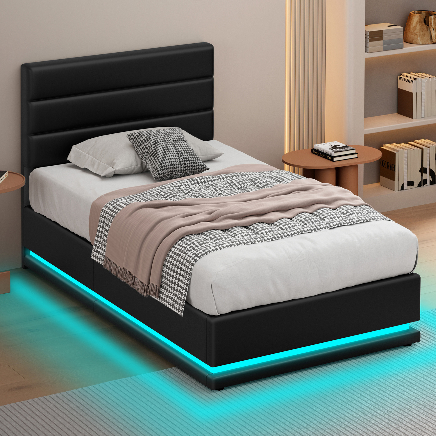 Black-Alpine-PU-Leather-Gas-Lift-Storage-Bed-with-LED