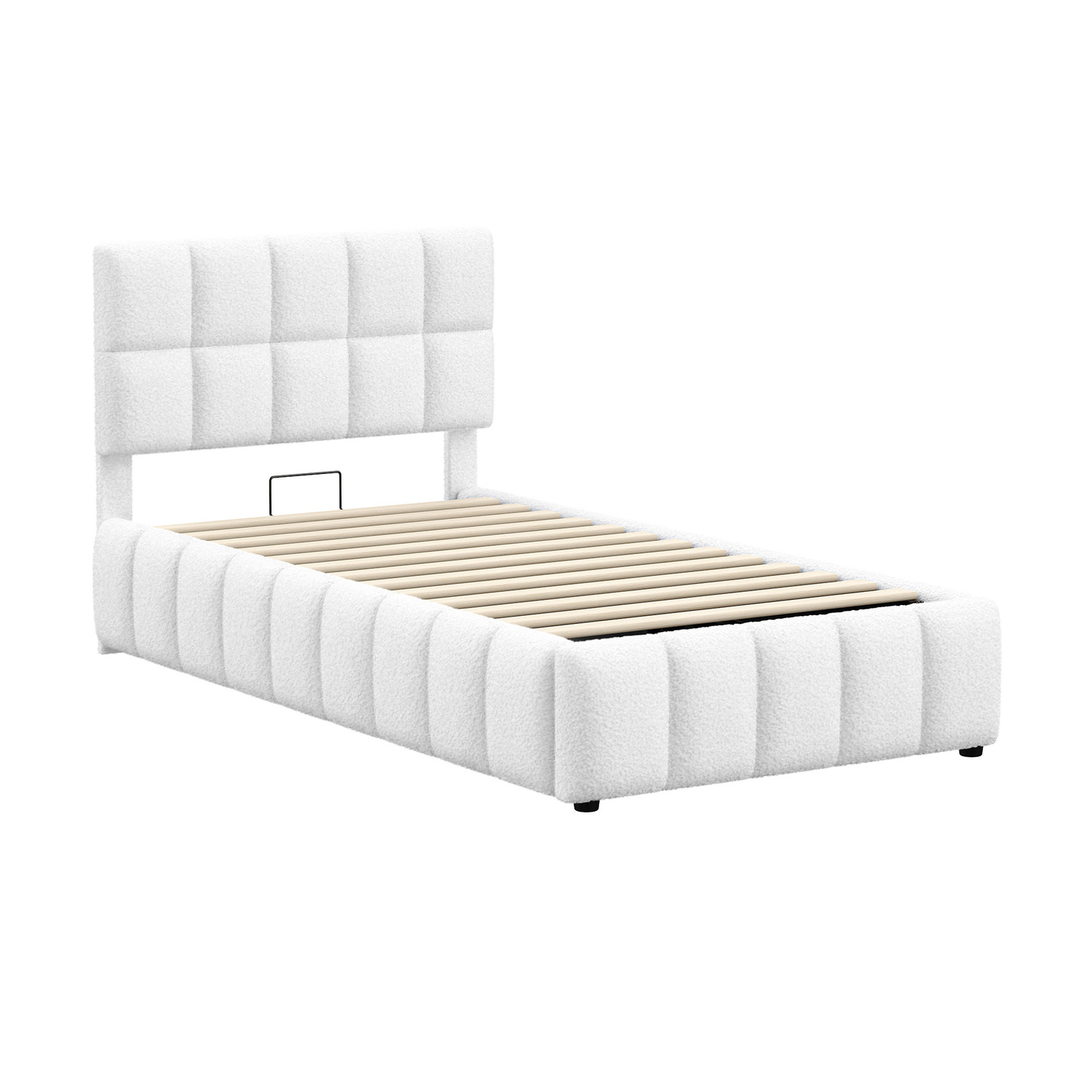 White-Ellie-May-Boucle-Gas-Lift-Storage-Bed-Frame