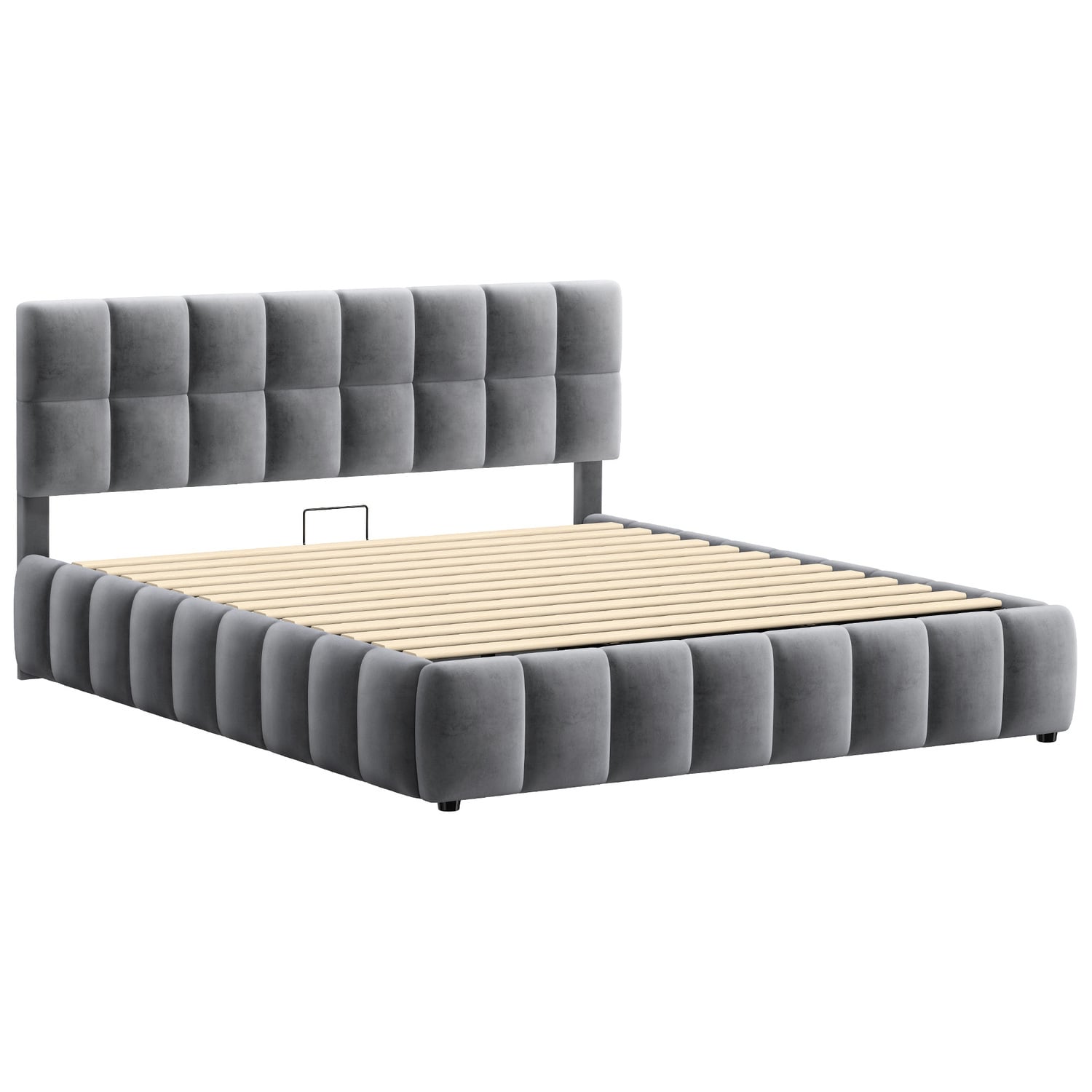 Grey-Ellie-May-Velvet-Gas-Lift-Storage-Bed-Frame