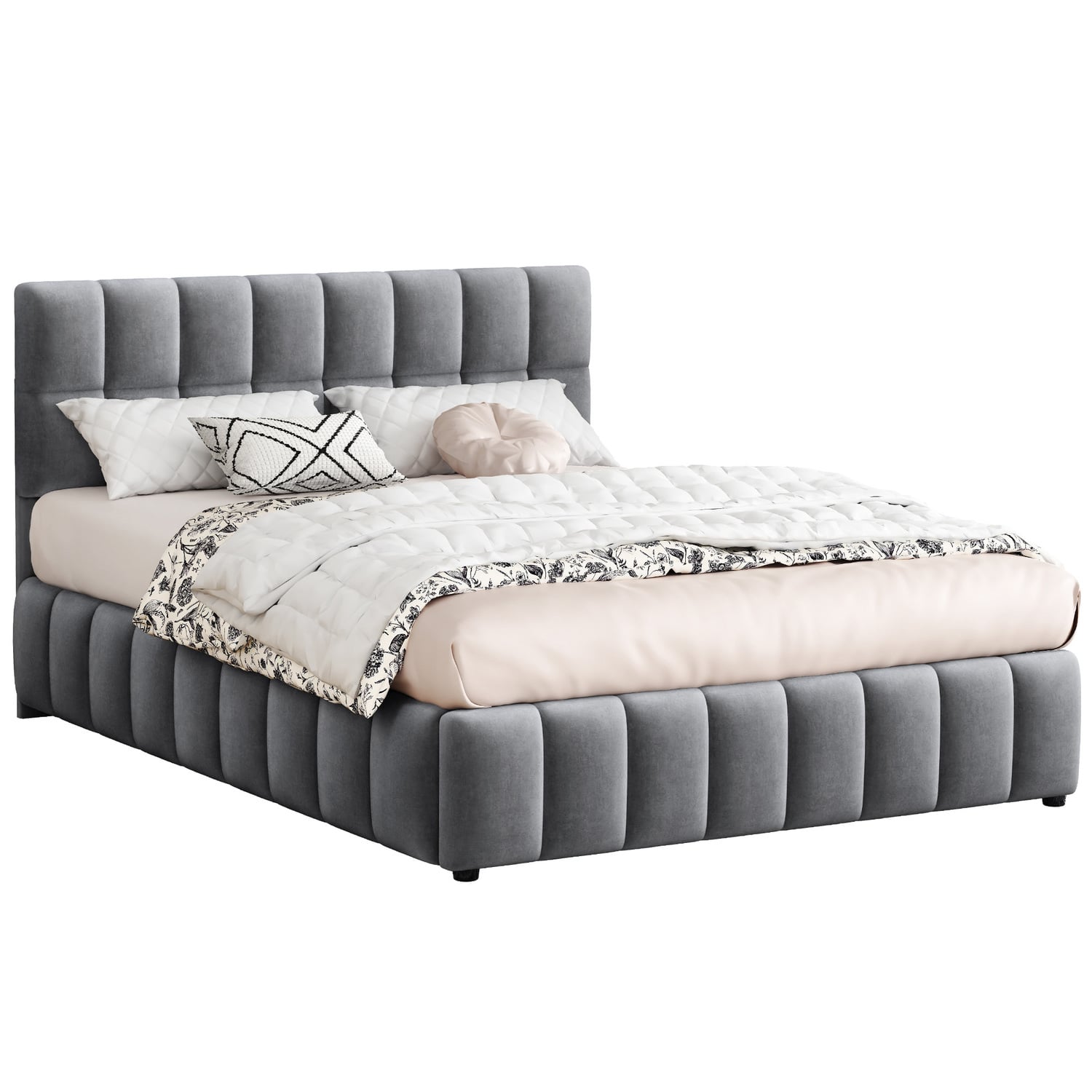 Grey-Ellie-May-Velvet-Gas-Lift-Storage-Bed-Frame