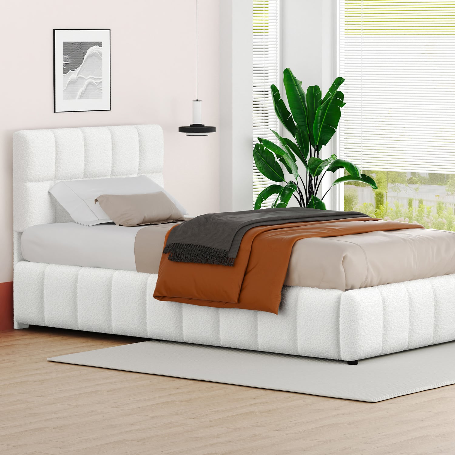 White-Ellie-May-Boucle-Gas-Lift-Storage-Bed-Frame