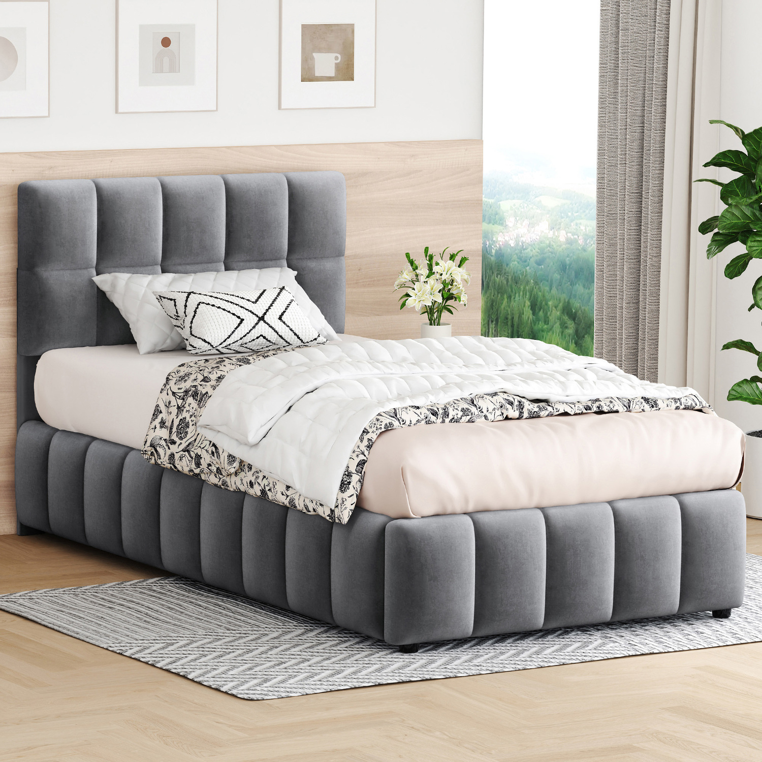 Grey-Ellie-May-Velvet-Gas-Lift-Storage-Bed-Frame