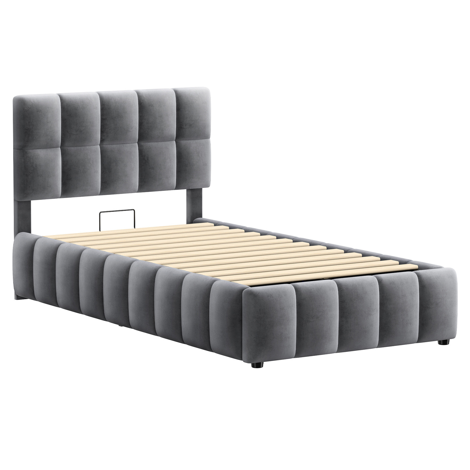 Grey-Ellie-May-Velvet-Gas-Lift-Storage-Bed-Frame