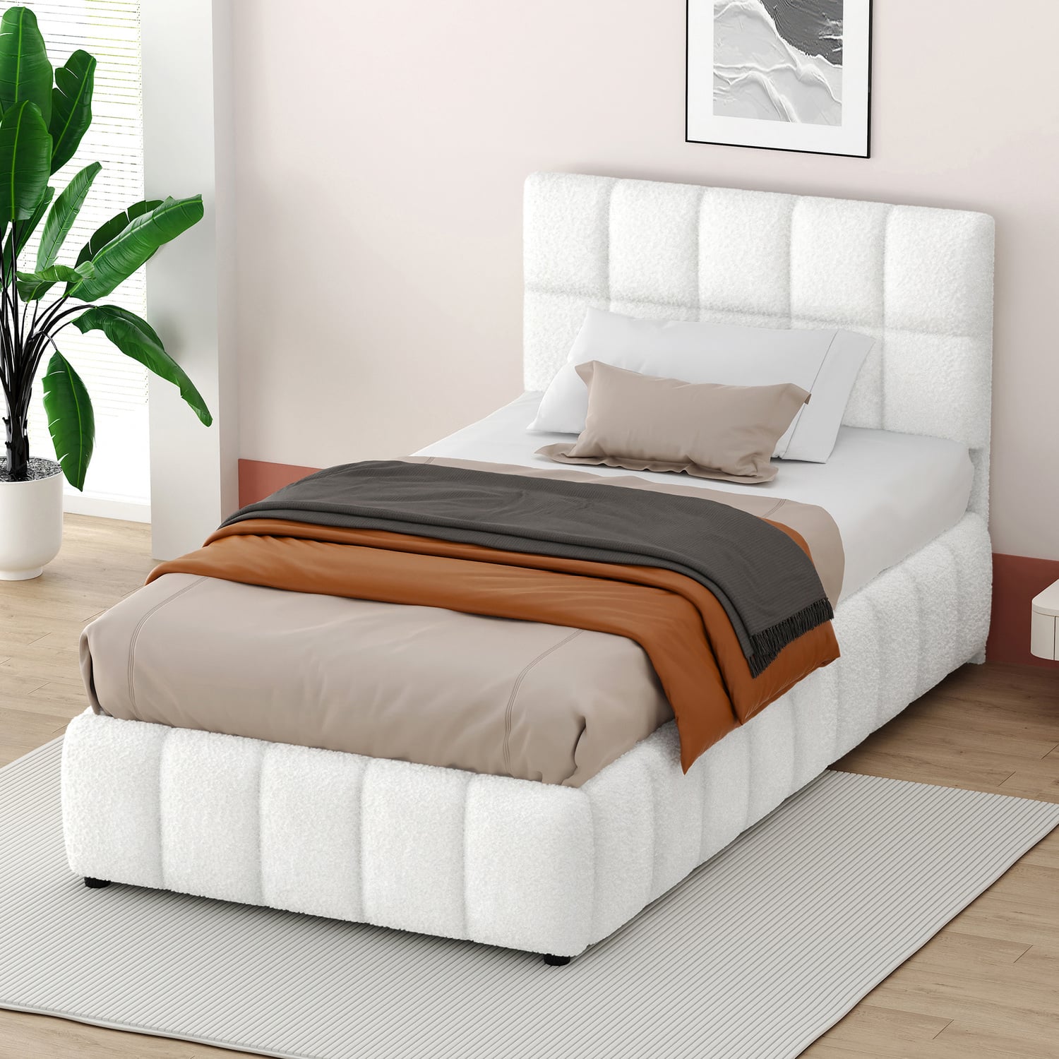 White-Ellie-May-Boucle-Gas-Lift-Storage-Bed-Frame