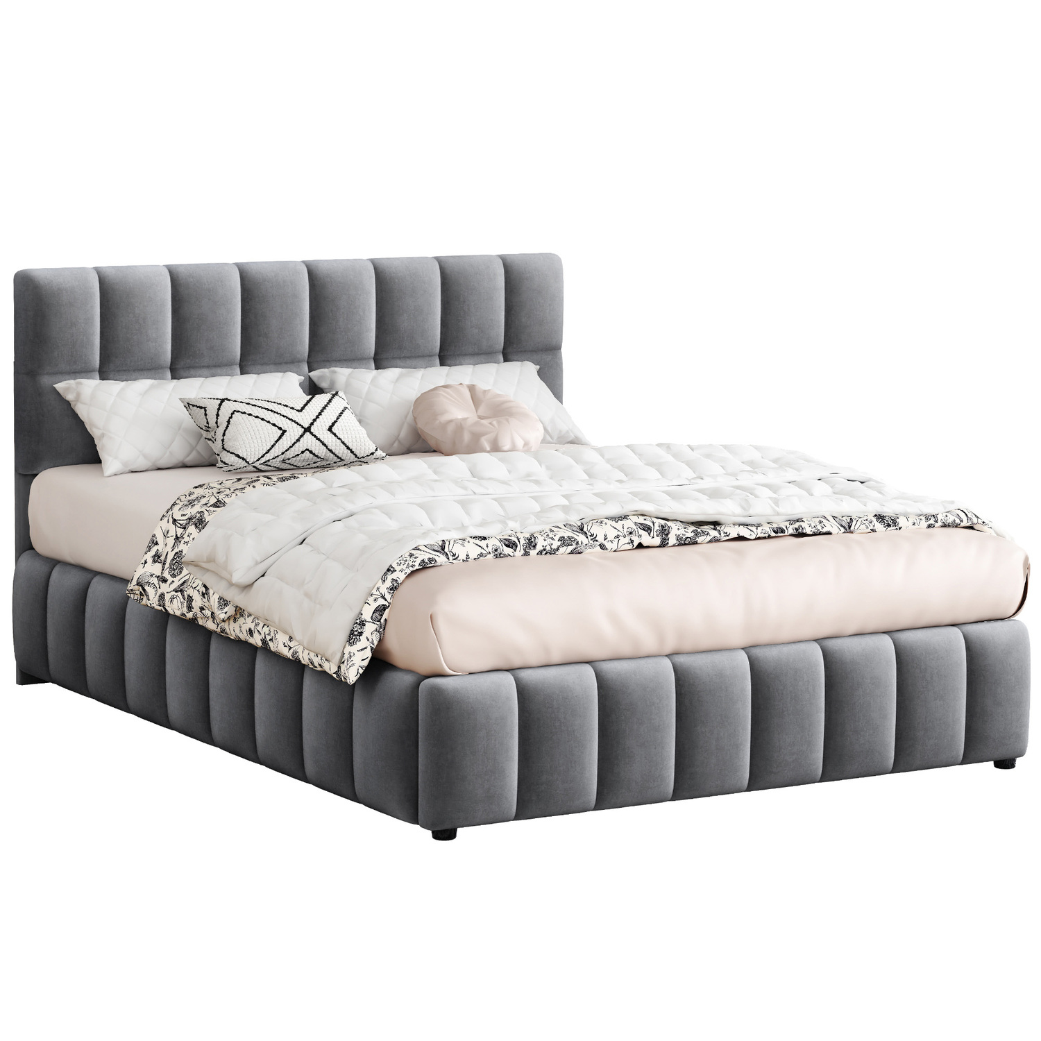 Grey-Ellie-May-Velvet-Gas-Lift-Storage-Bed-Frame