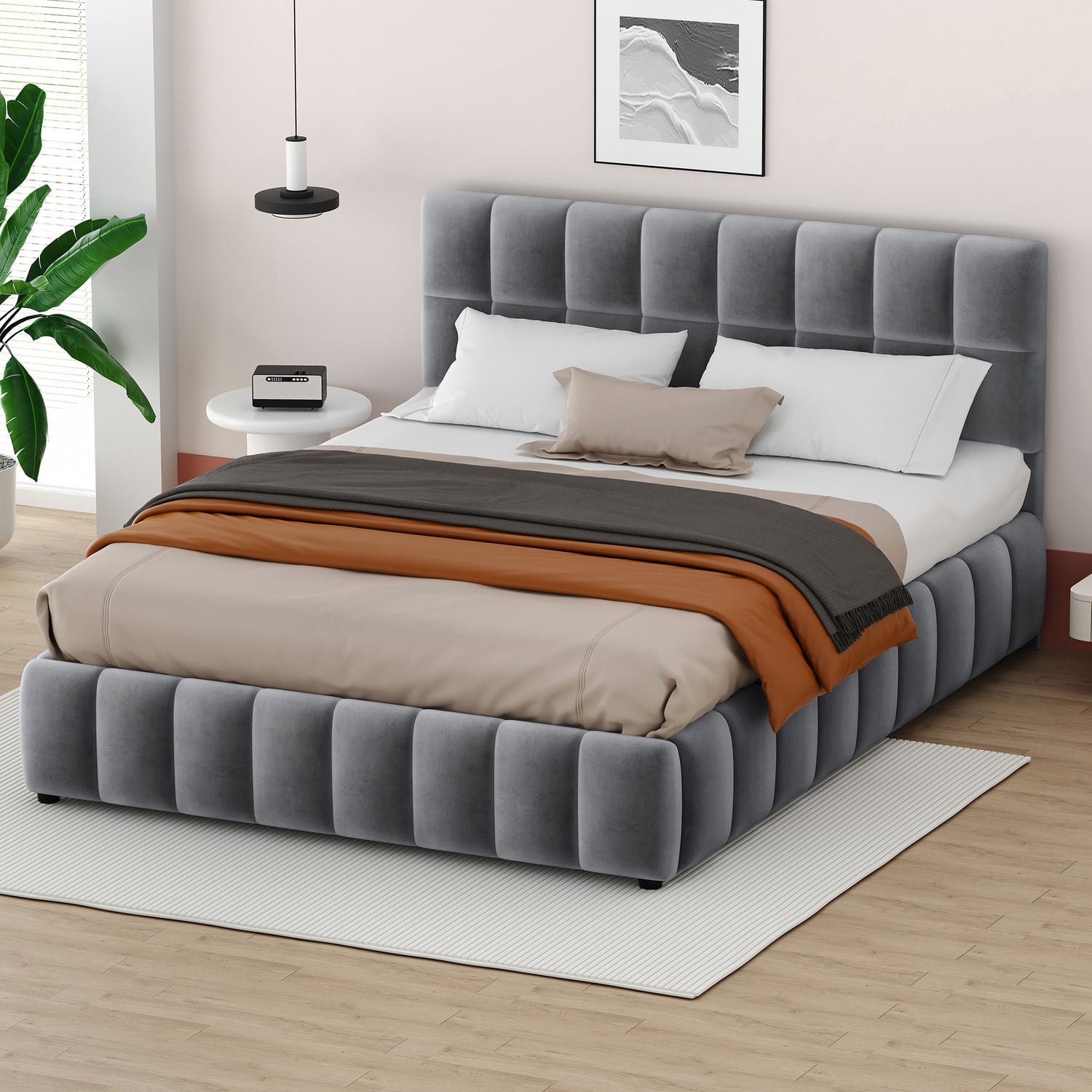 Grey-Ellie-May-Velvet-Gas-Lift-Storage-Bed-Frame