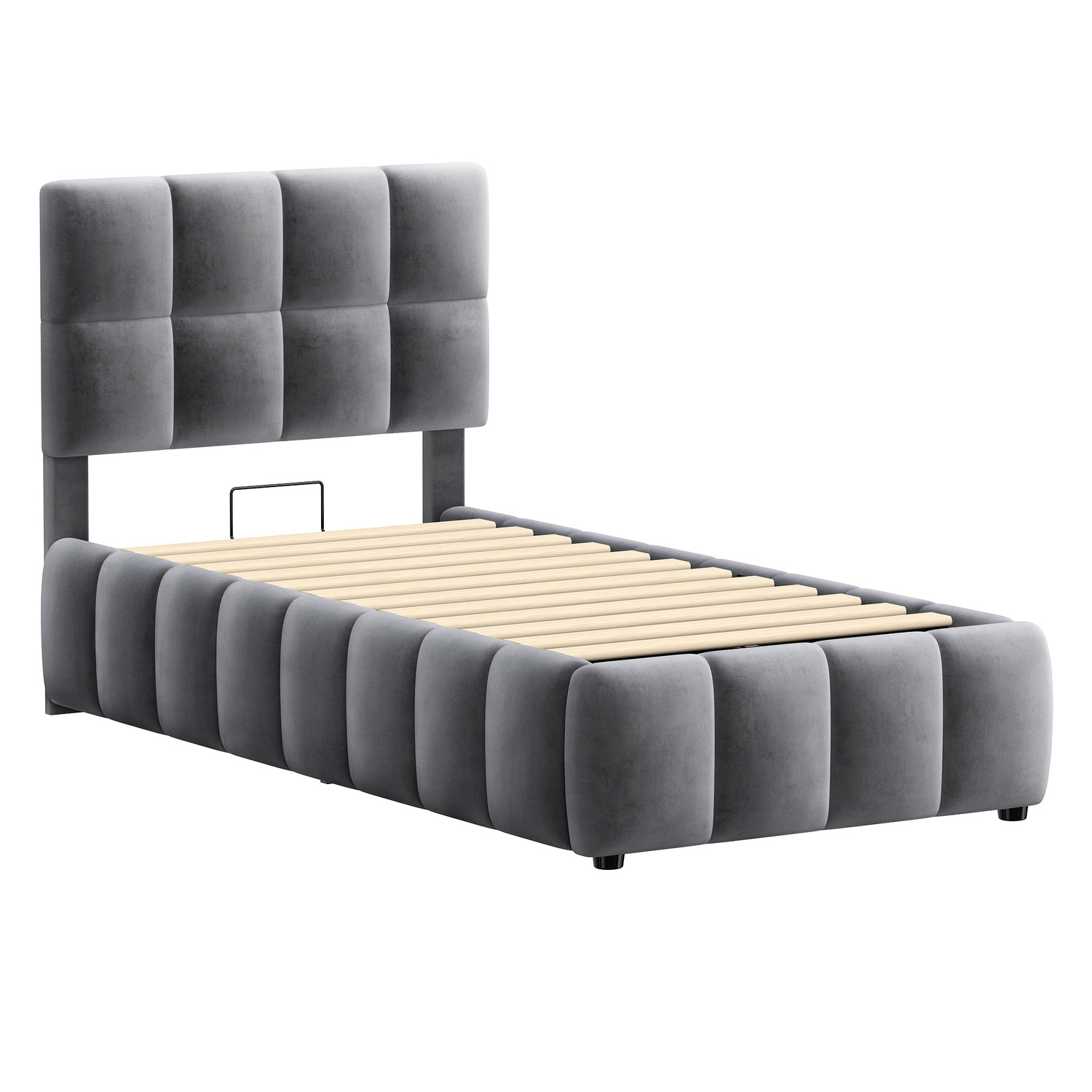 Grey-Ellie-May-Velvet-Gas-Lift-Storage-Bed-Frame