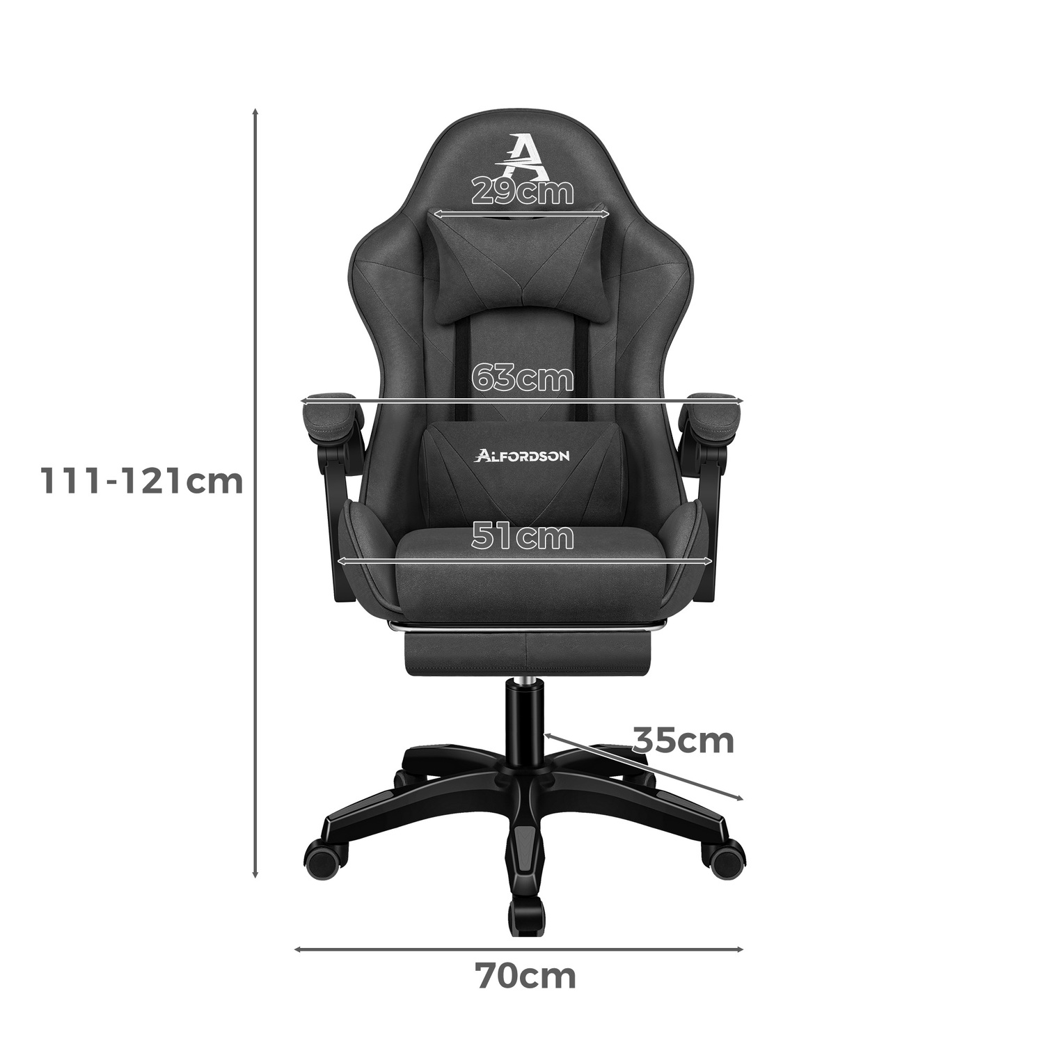 Zed Upholstered Gaming Chair with Footrest