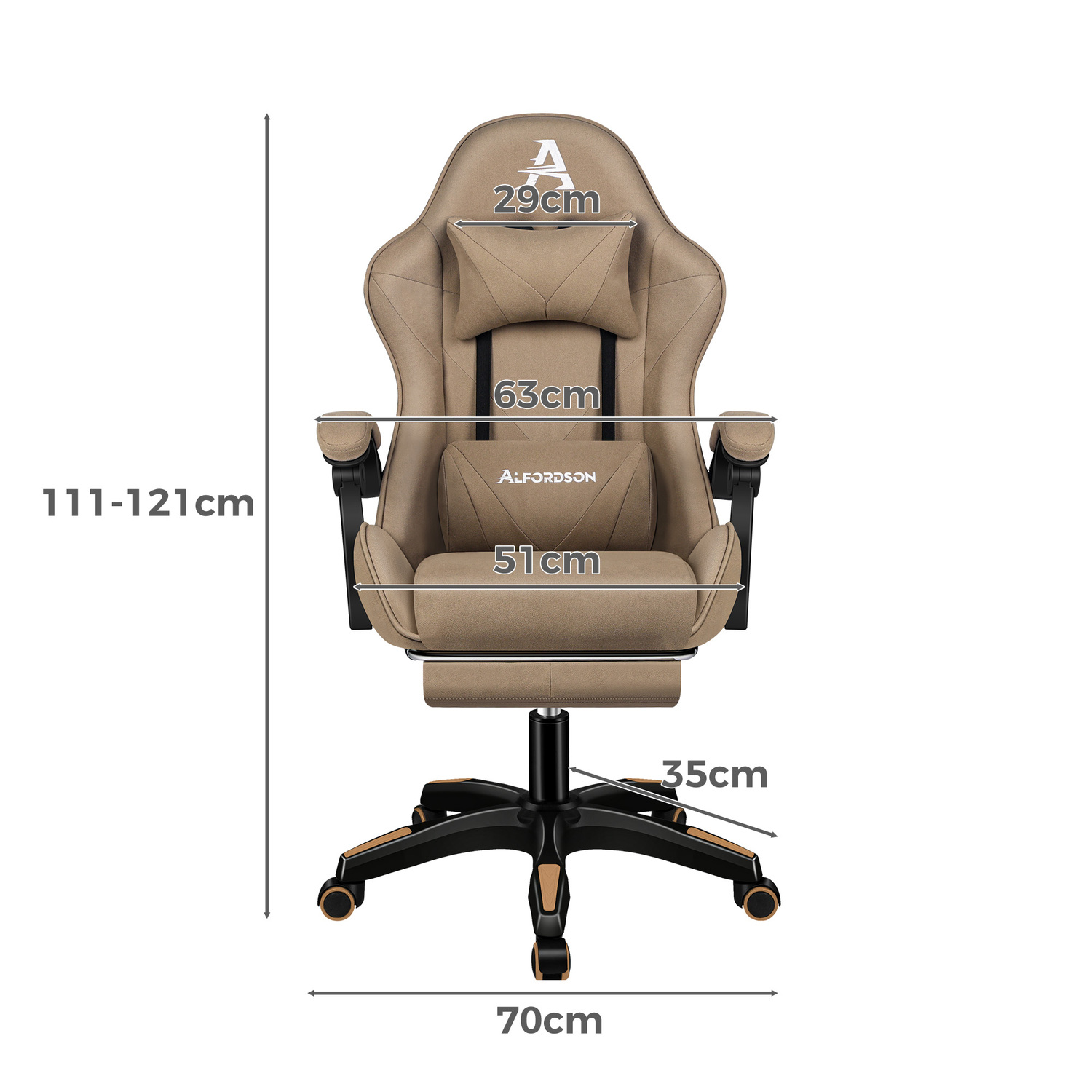 Zed Upholstered Gaming Chair with Footrest