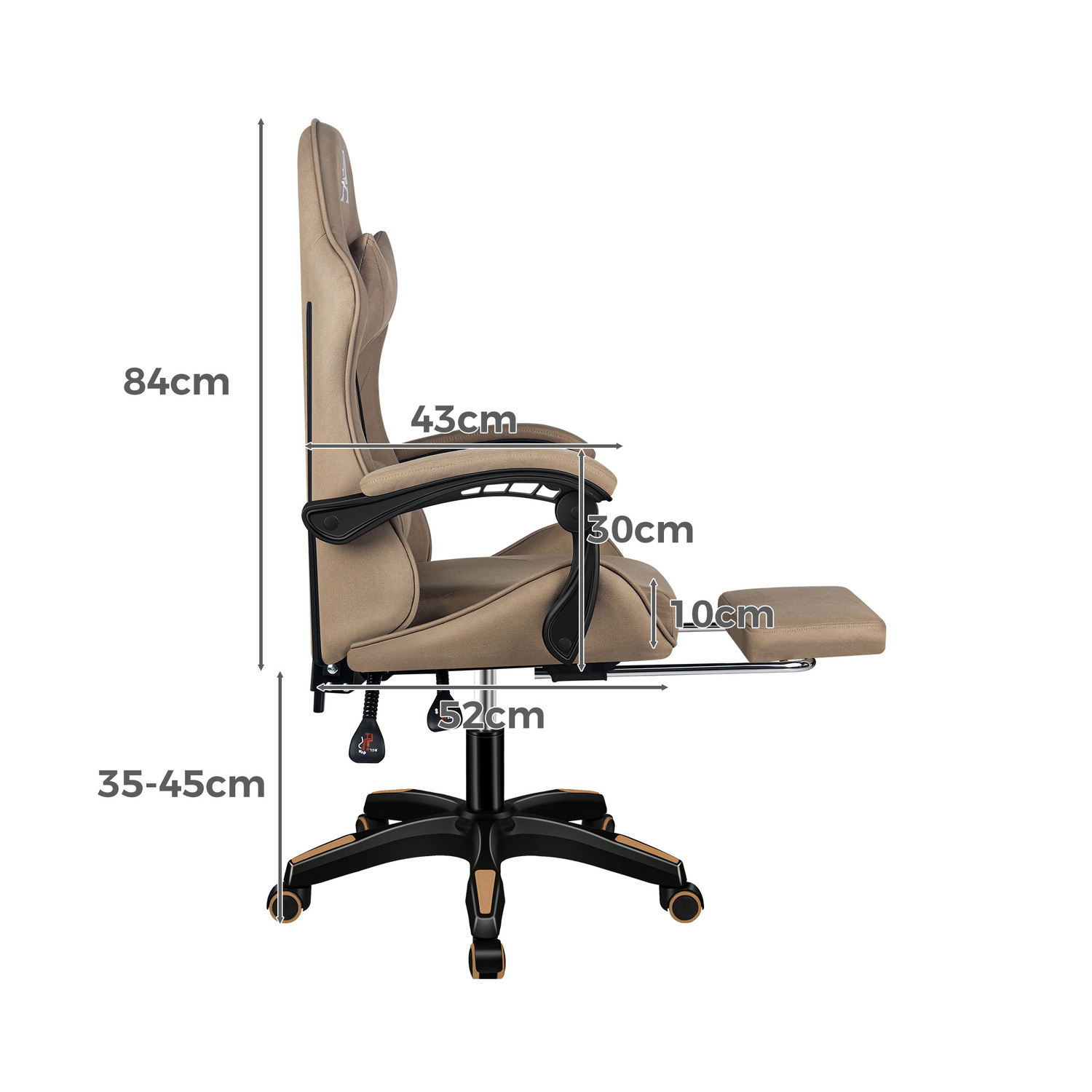 Zed Upholstered Gaming Chair with Footrest
