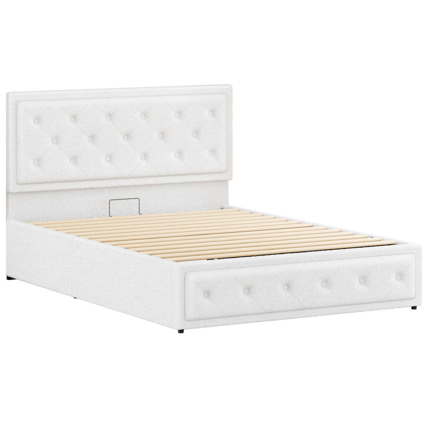 White Hoyce Boucle Gas Lift Bed