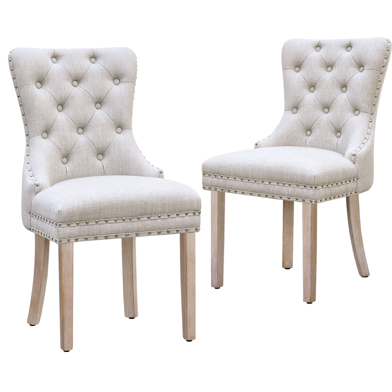 Faust Tufted Pine Wood Dining Chairs