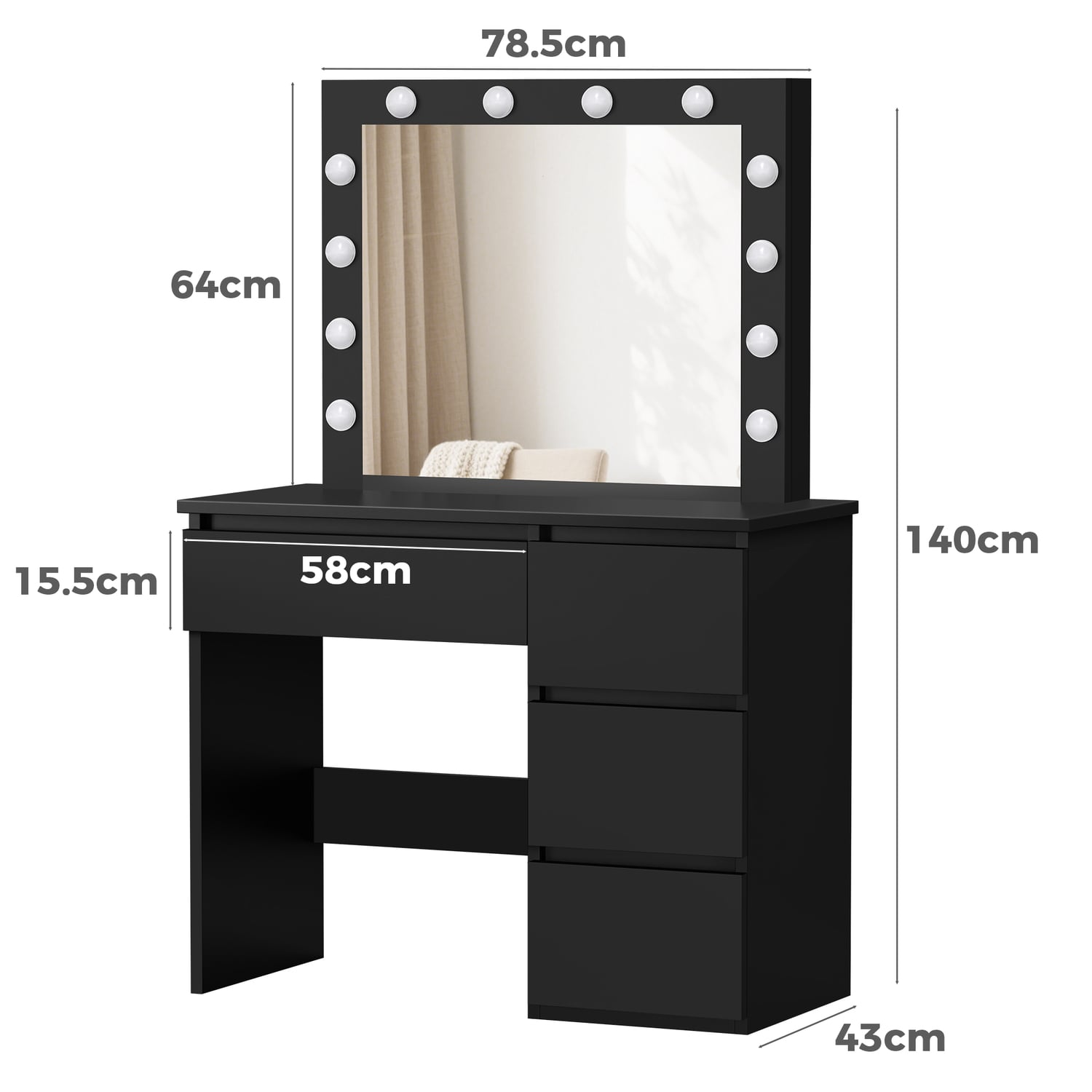 2 Piece Vehsa Dressing Table & Stool Set