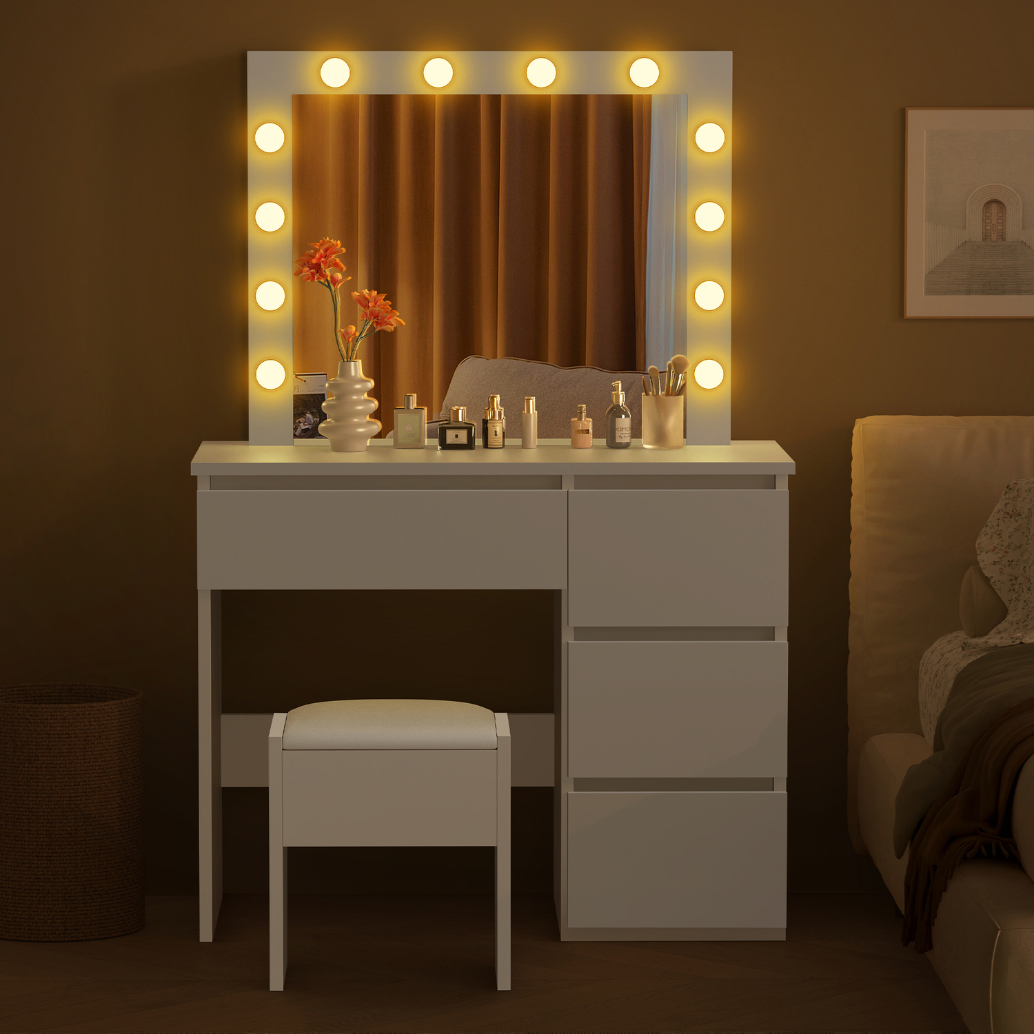 2 Piece Vehsa Dressing Table & Stool Set