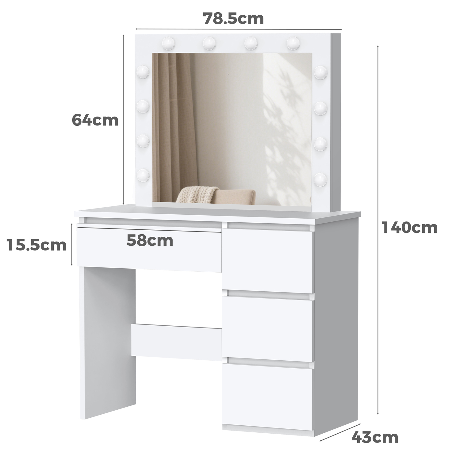 2 Piece Vehsa Dressing Table & Stool Set