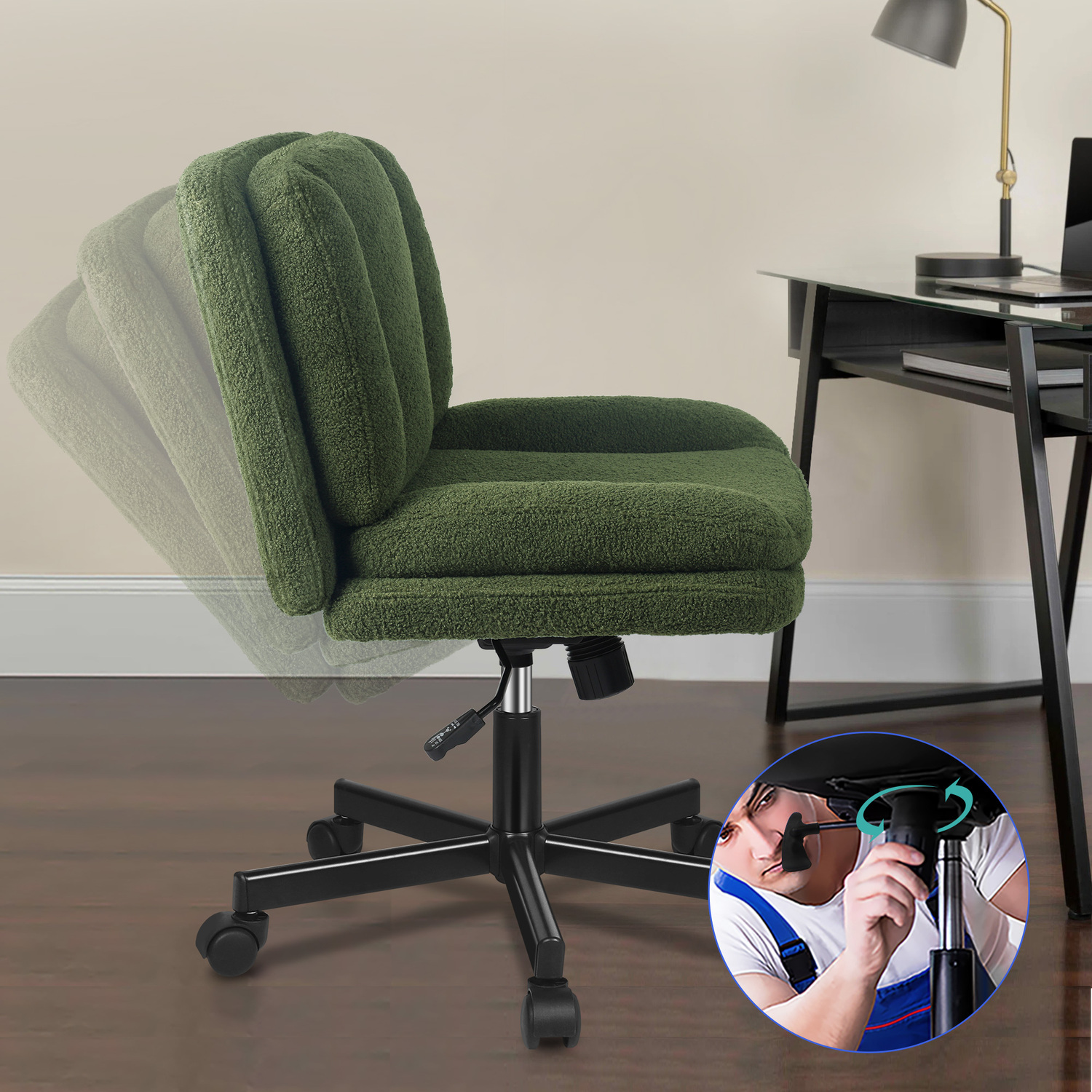 Portham Boucle Office Chair with Castors