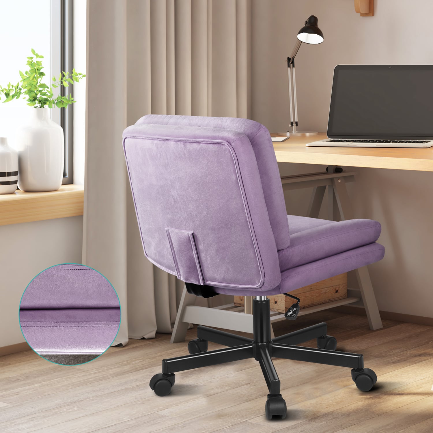 Portham Velvet Office Chair with Castors