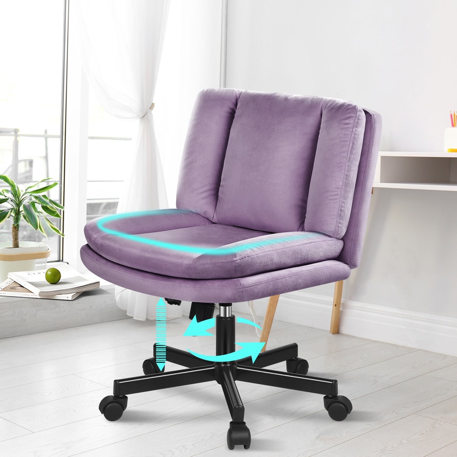 Portham Velvet Office Chair with Castors