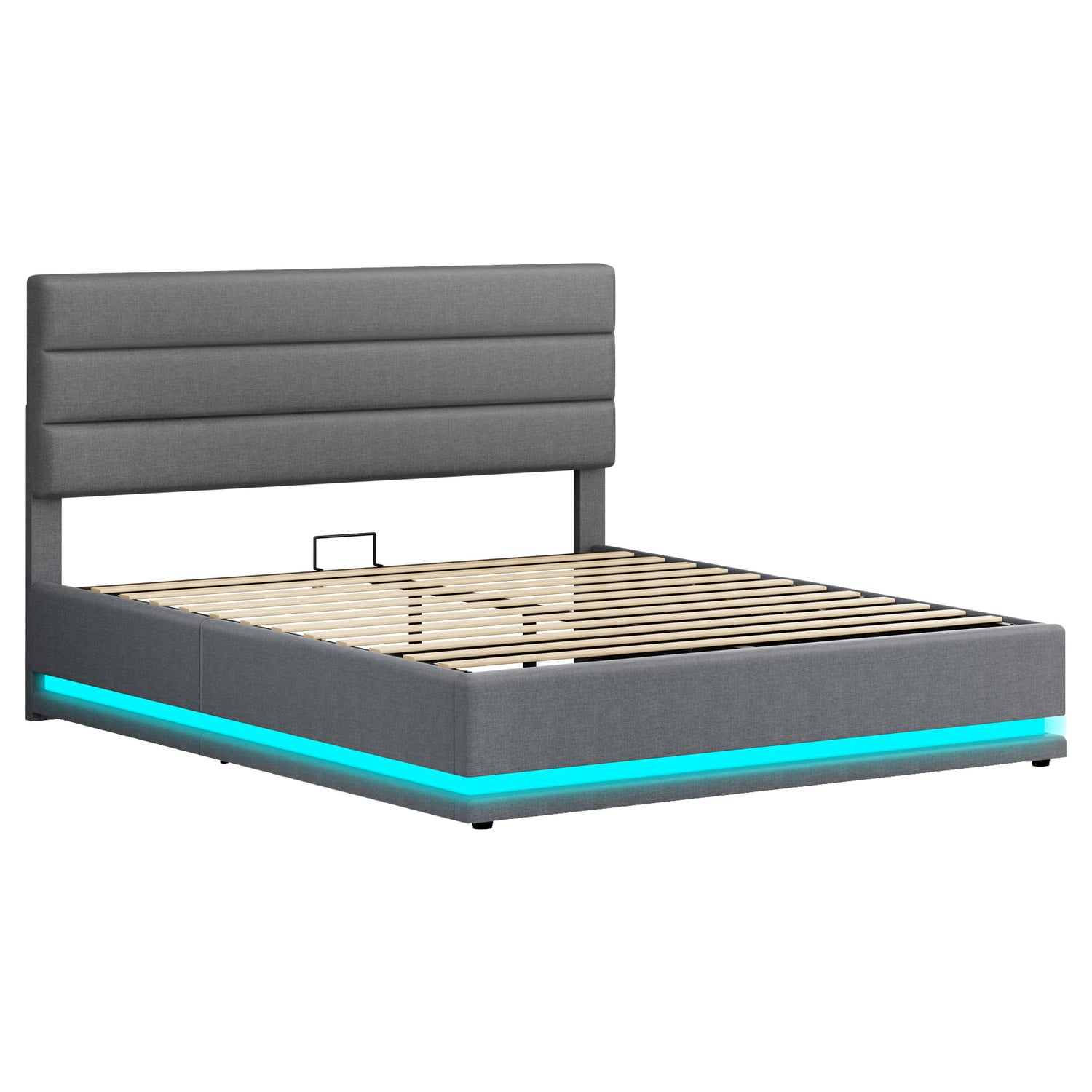 Grey Alpine Upholstered Gas Lift Storage Bed with LED