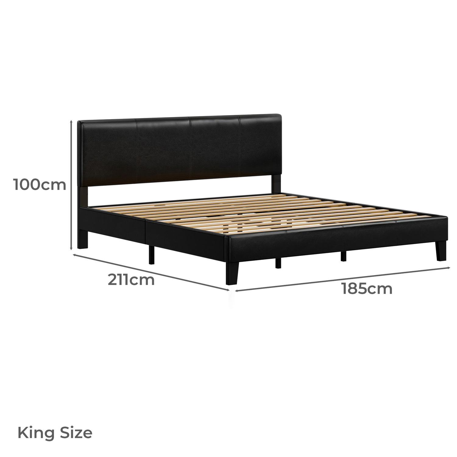 Black Kyle Faux Leather Bed