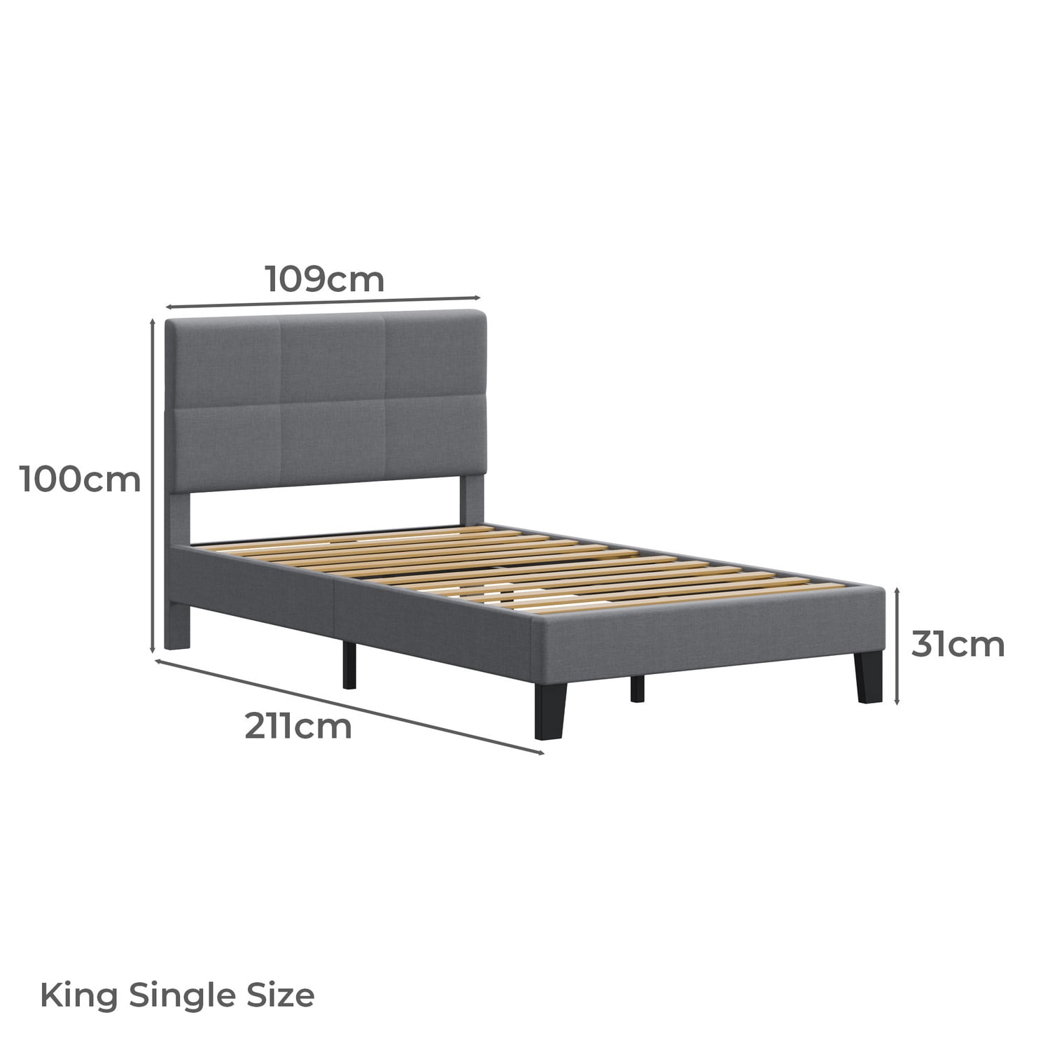 Grey Cassandra Upholstered Bed