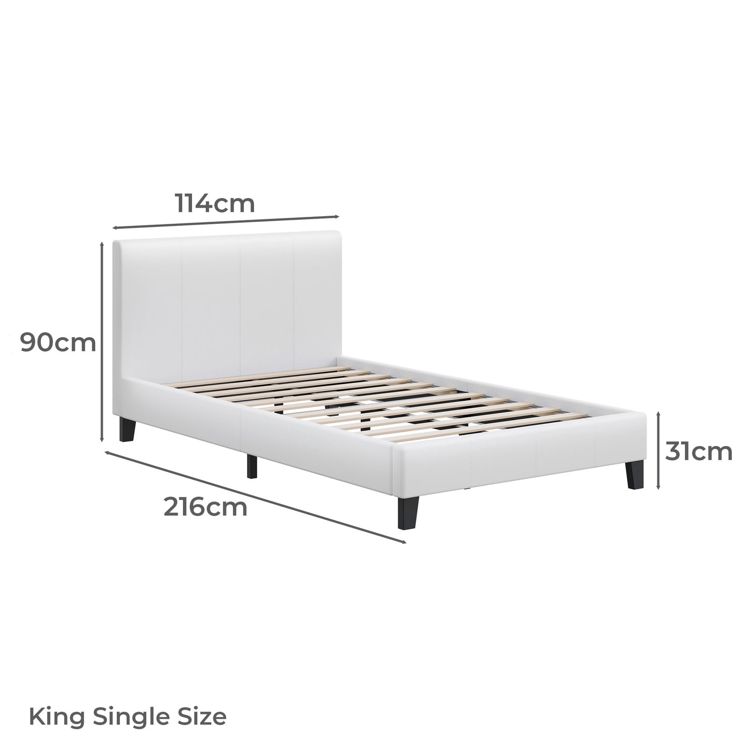 White Kyle Faux Leather Bed
