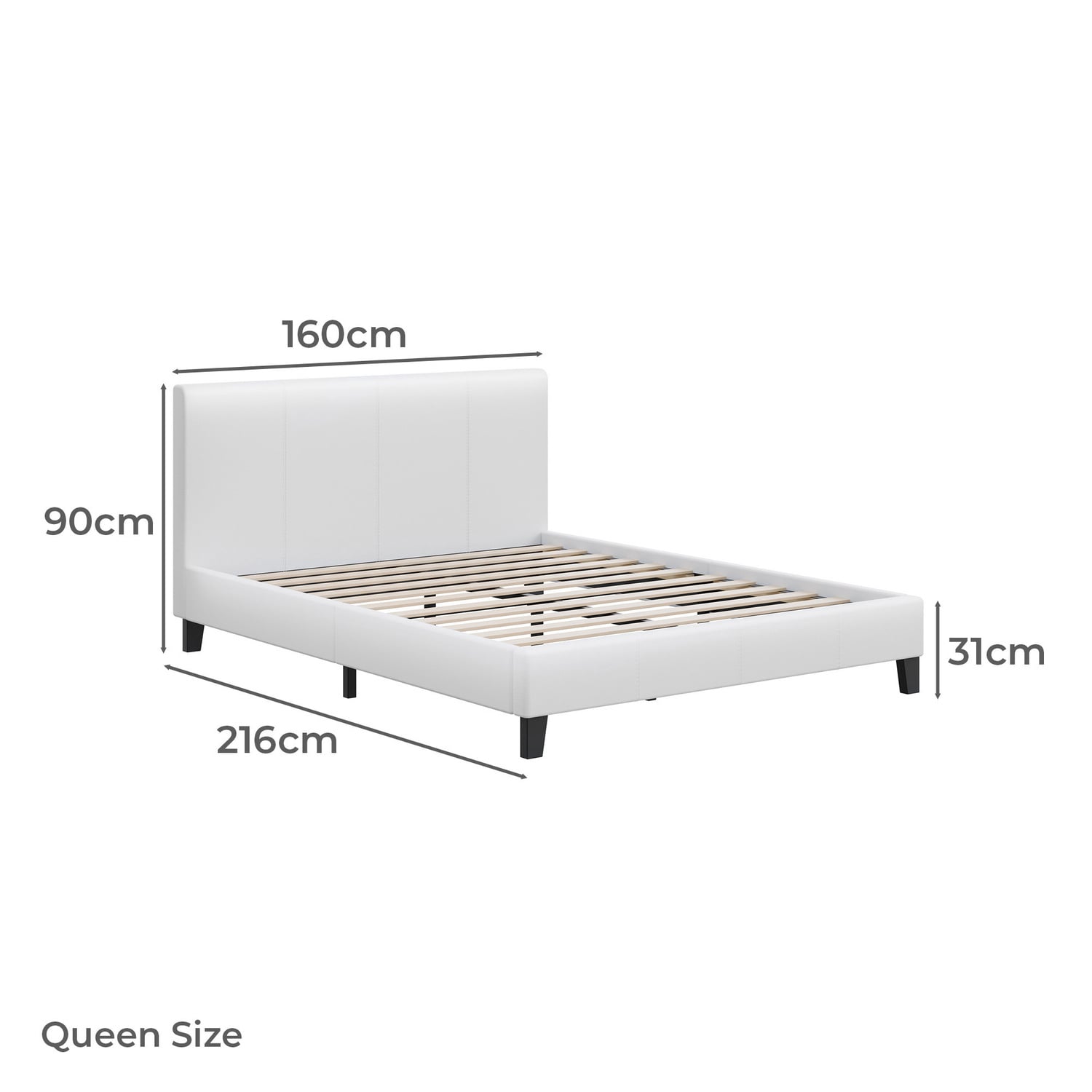 White Kyle Faux Leather Bed