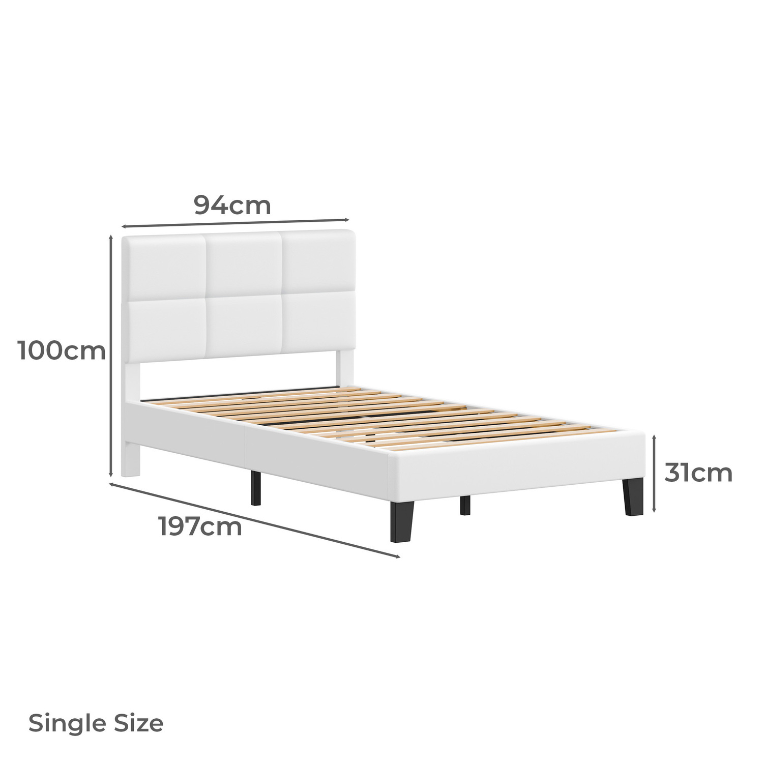 White Cassandra Faux Leather Bed Frame