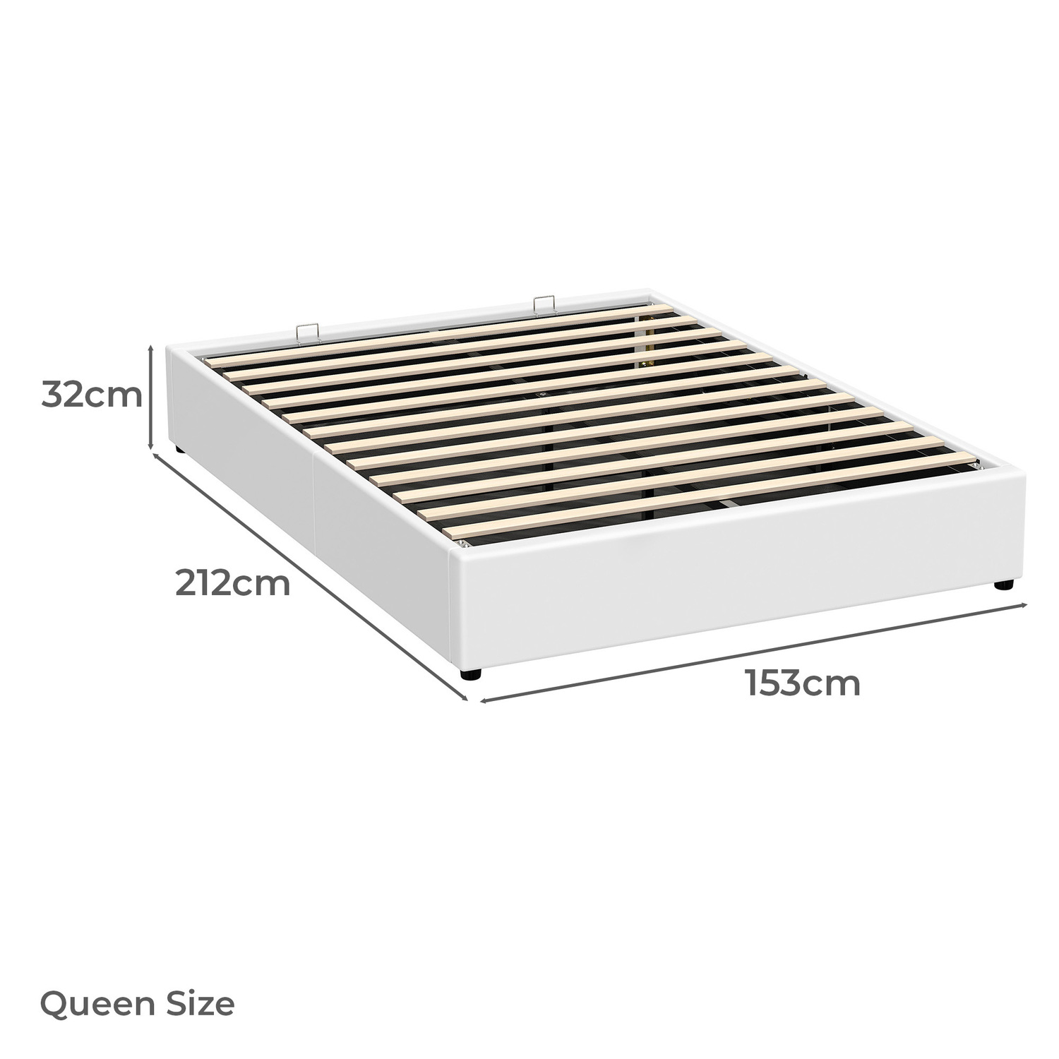 White Tiago Faux Leather Gas Lift Bed Base