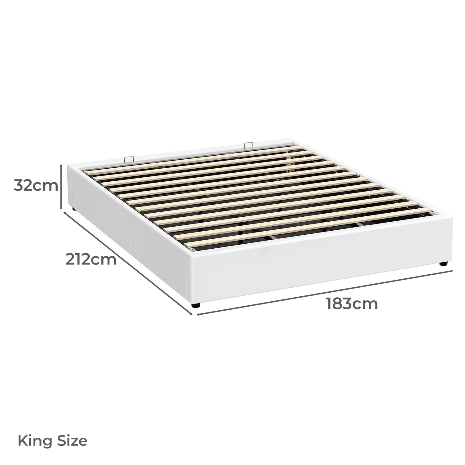 White Tiago Faux Leather Gas Lift Bed Base